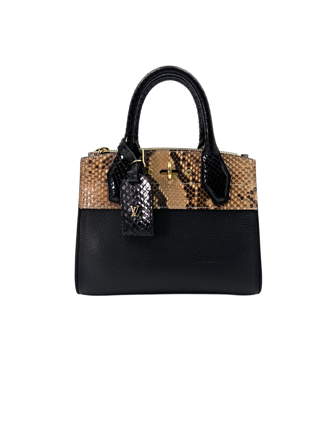 Louis Vuitton City Steamer Python & Black Grained Leather Handle Bag LV2522