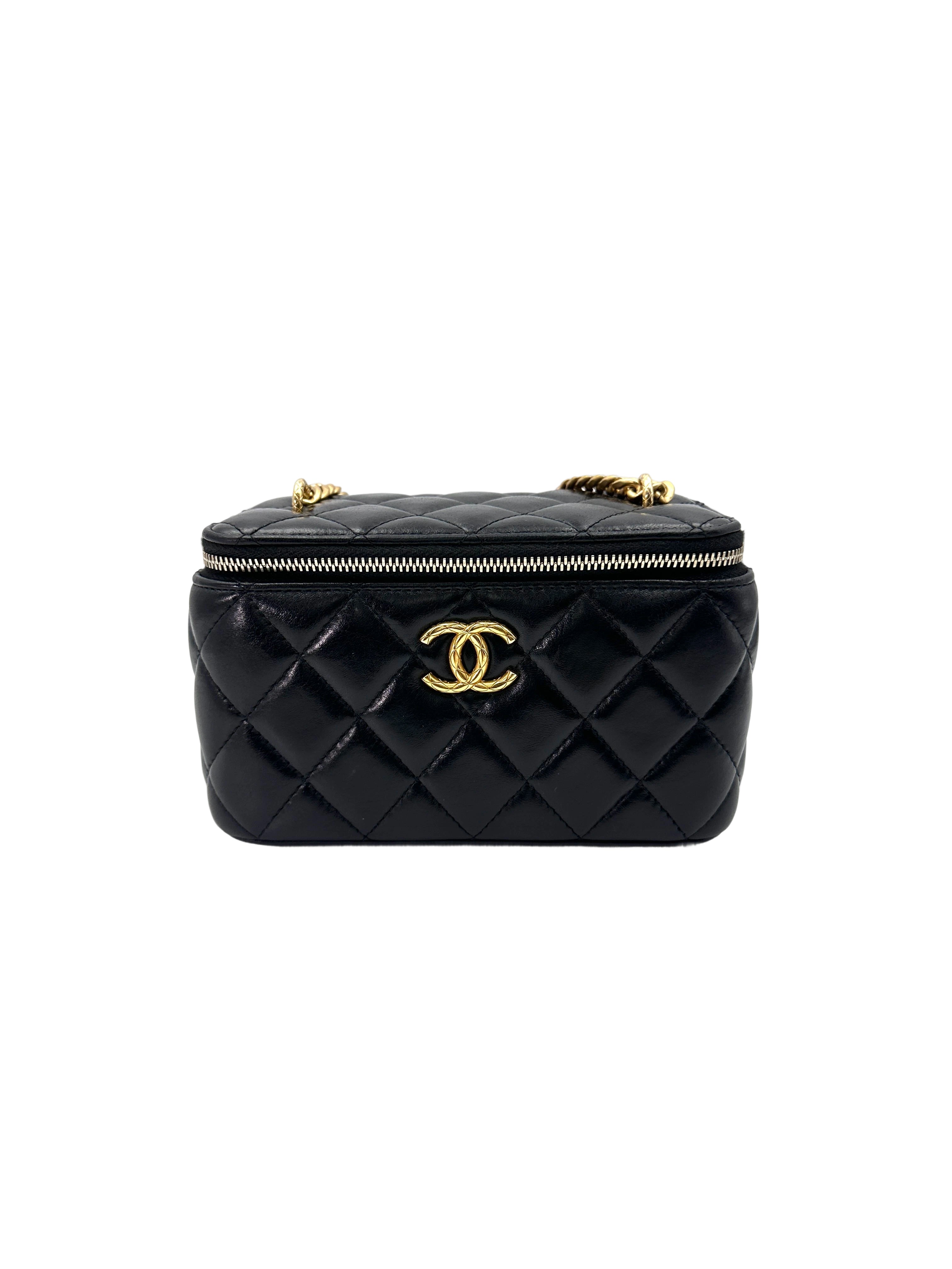 Chanel Black Quilted Leather Vanity Case With Gold Hardware(A2***CK) CC1842