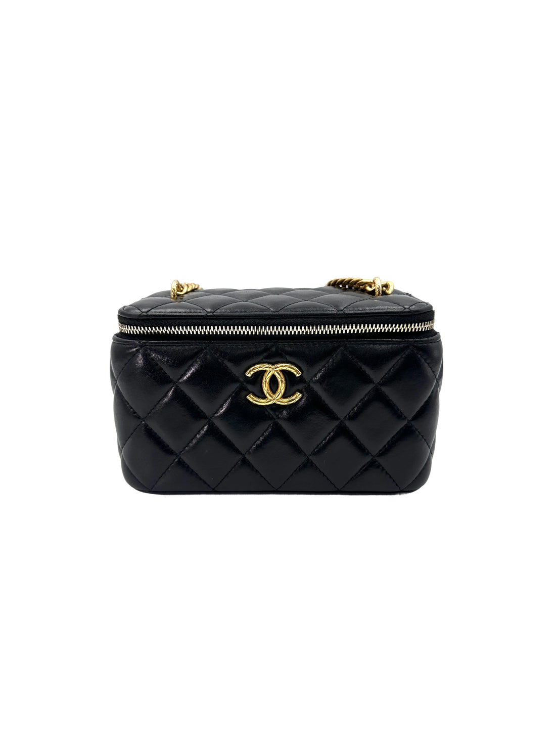 Chanel Black Quilted Leather Vanity Case With Gold Hardware(A2***CK) CC1842