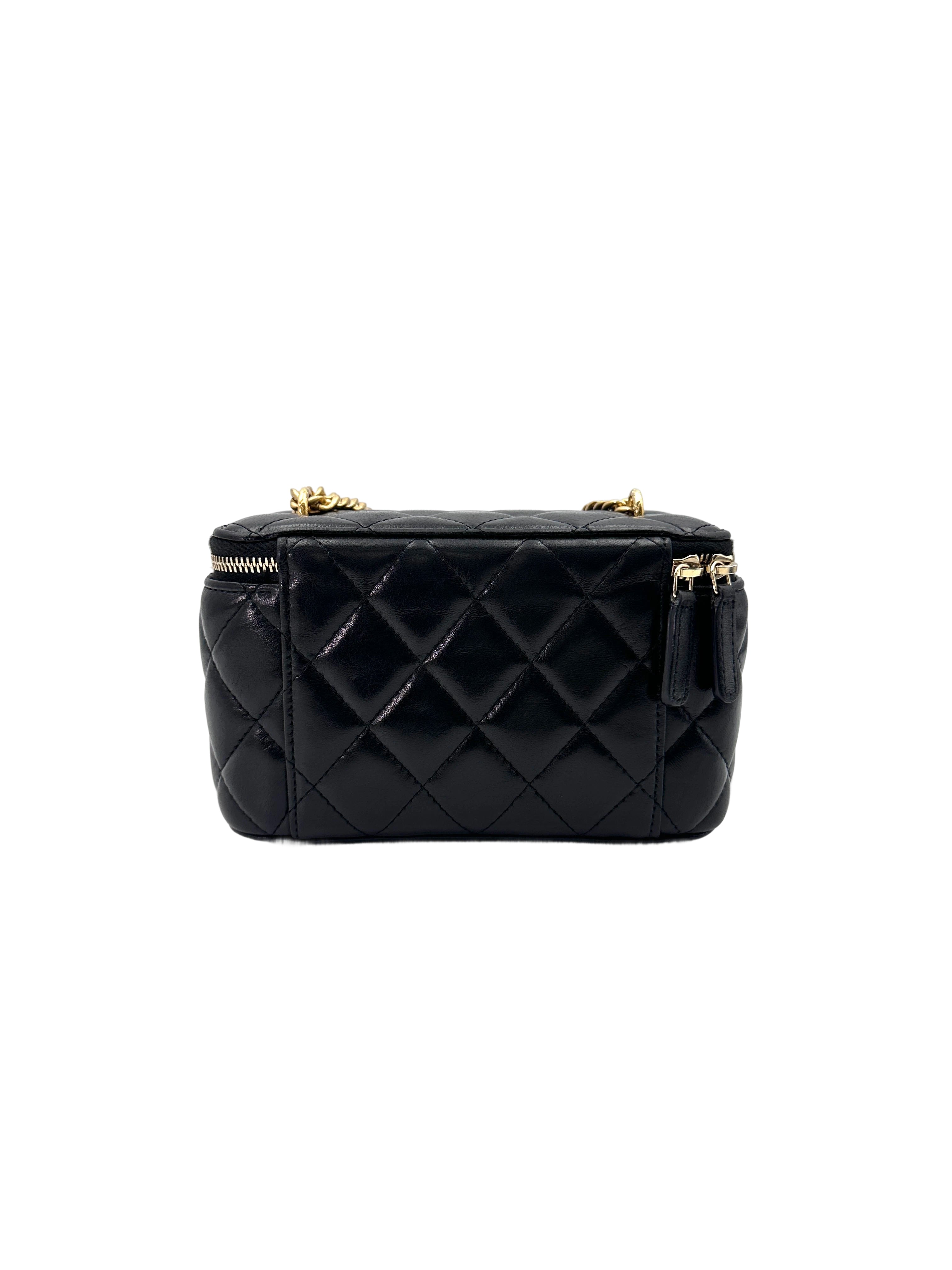 Chanel Black Quilted Leather Vanity Case With Gold Hardware(A2***CK) CC1842