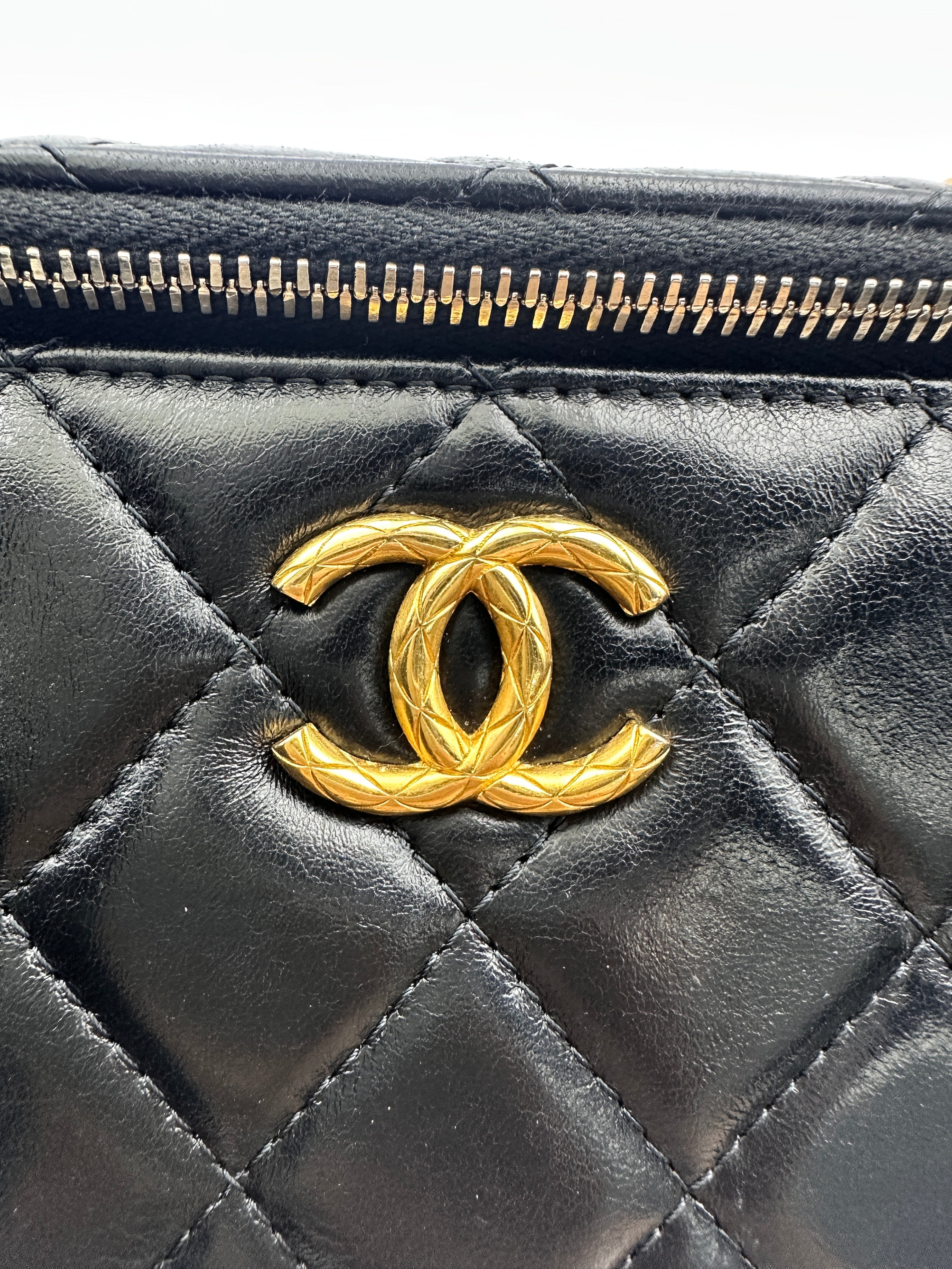 Chanel Black Quilted Leather Vanity Case With Gold Hardware(A2***CK) CC1842