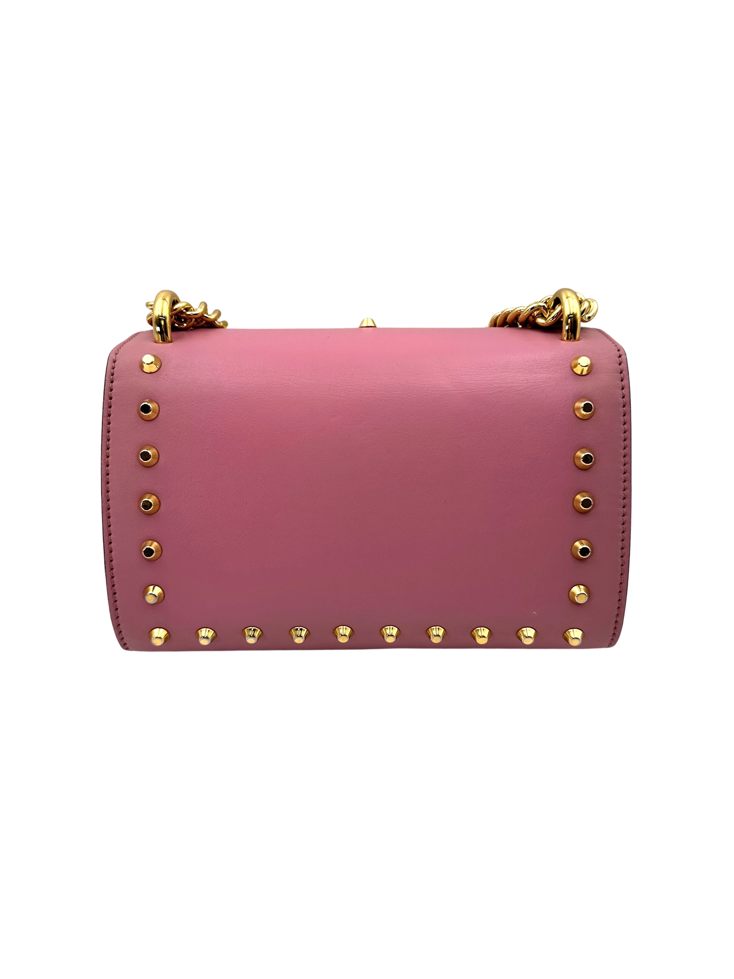 Gucci Padlock Pink Pearl Studded Leather Chain Bag With Gold Hardware IRIS195