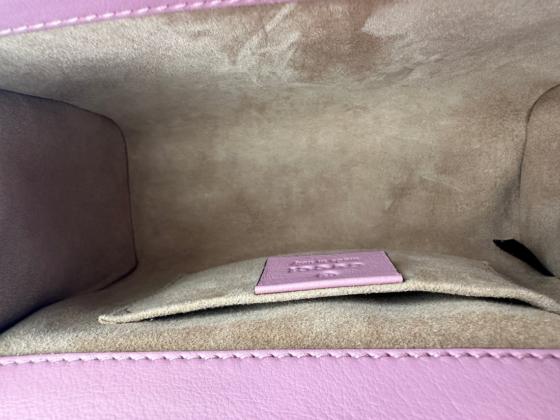 Gucci Padlock Pink Pearl Studded Leather Chain Bag With Gold Hardware IRIS195