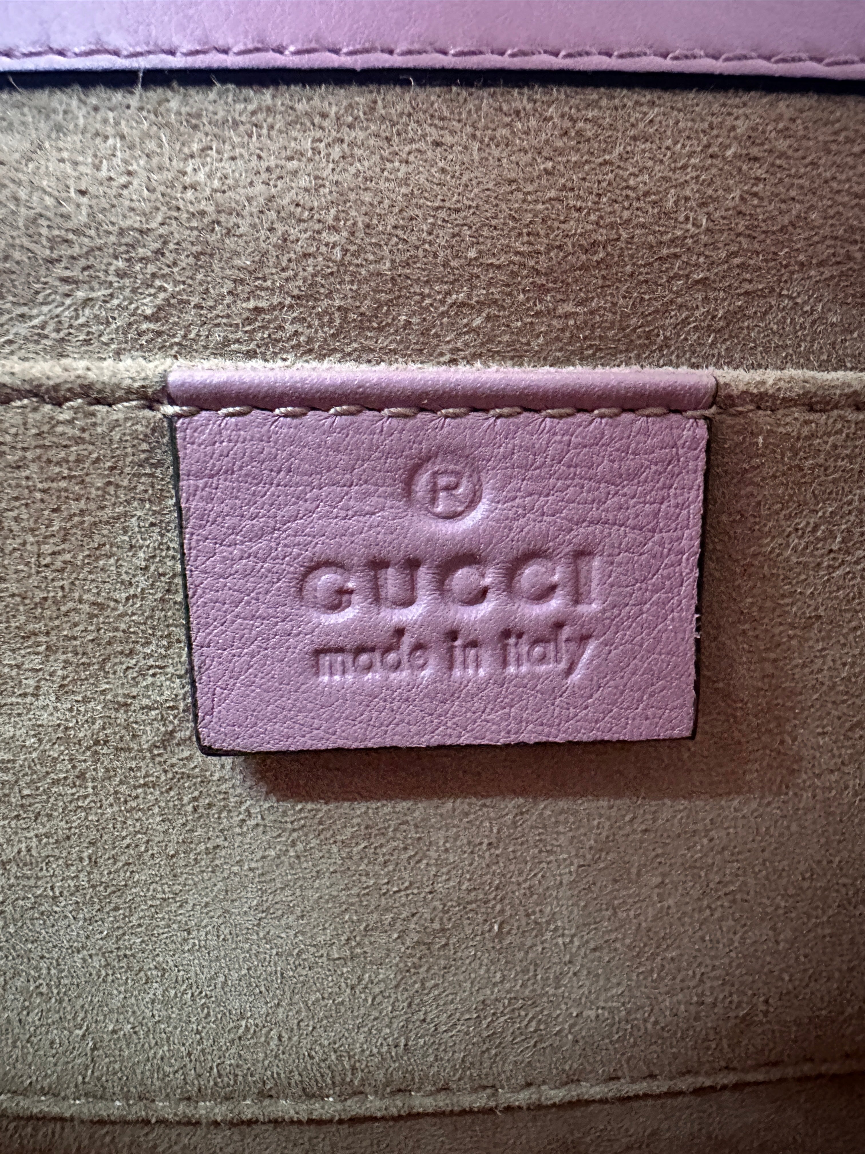 Gucci Padlock Pink Pearl Studded Leather Chain Bag With Gold Hardware IRIS195