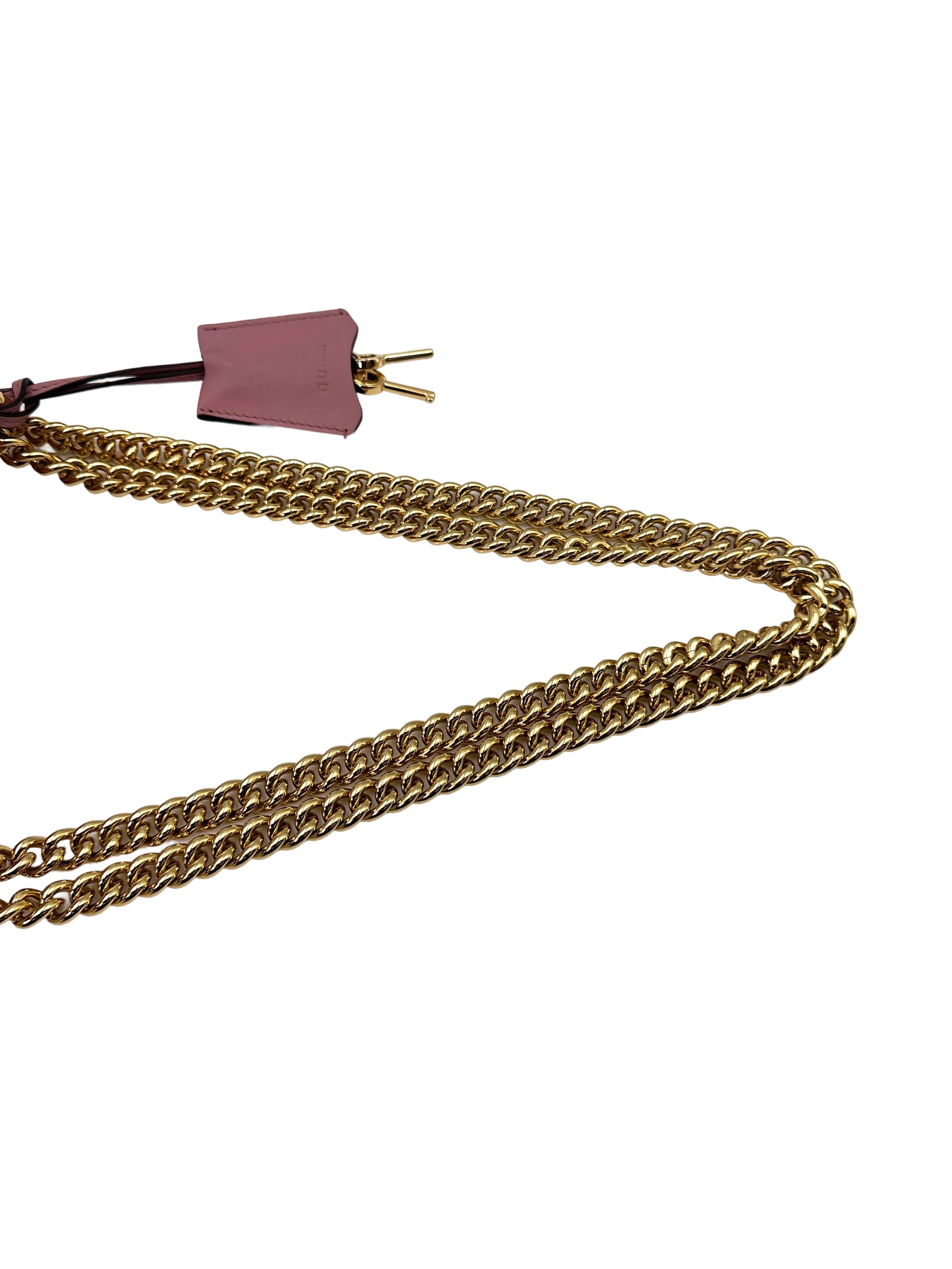 Gucci Padlock Pink Pearl Studded Leather Chain Bag With Gold Hardware IRIS195