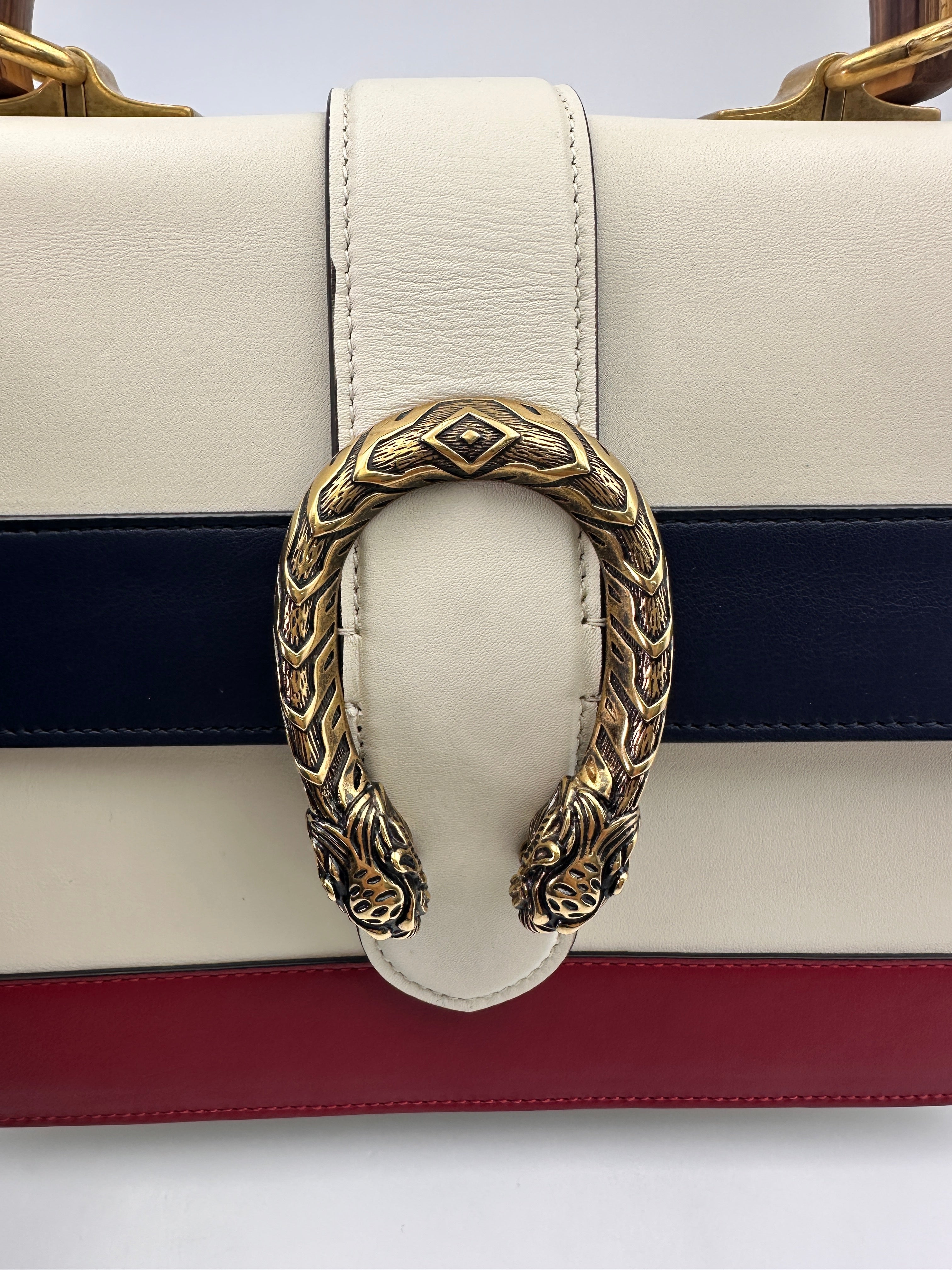 Gucci Dionysus Multicolor Leather Medium Size Bamboo Top Handle Bag GG875