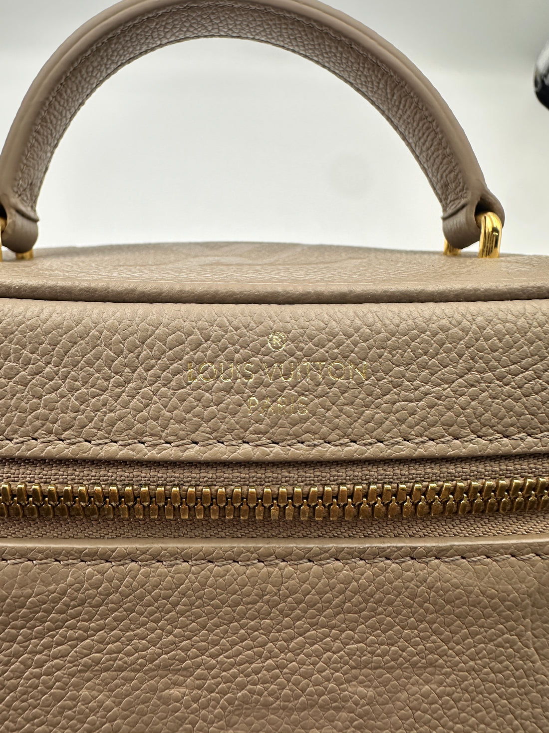 Louis Vuitton Vanity PM Beige Monogram Empreinte Leather Handle Bag LV2526