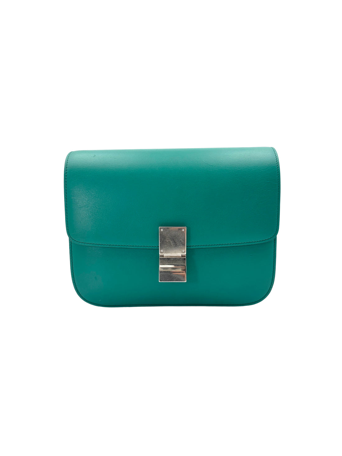Celine Classic Box Green Leather Medium Size Shoulder Bag CE154