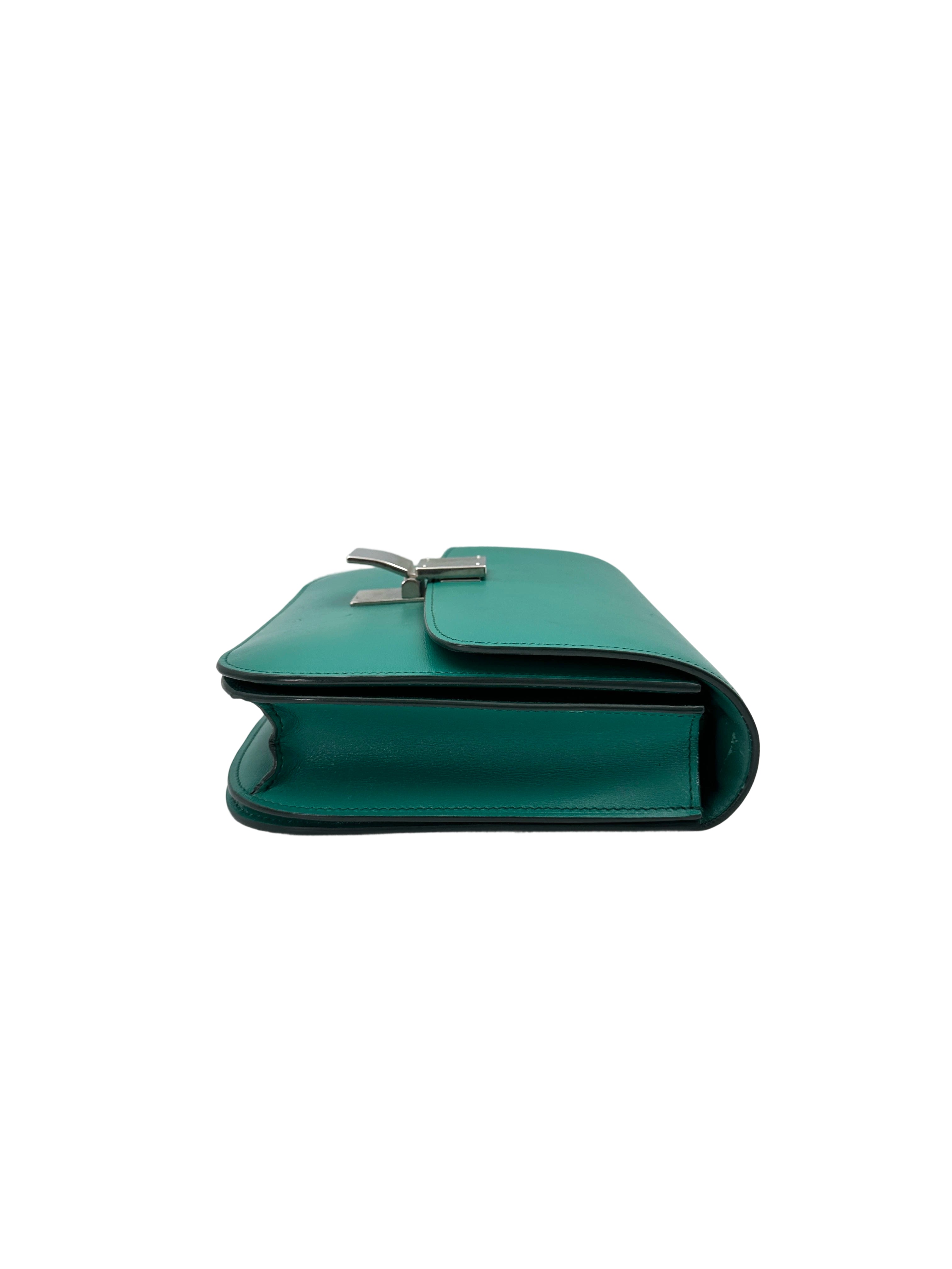 Celine Classic Box Green Leather Medium Size Shoulder Bag CE154