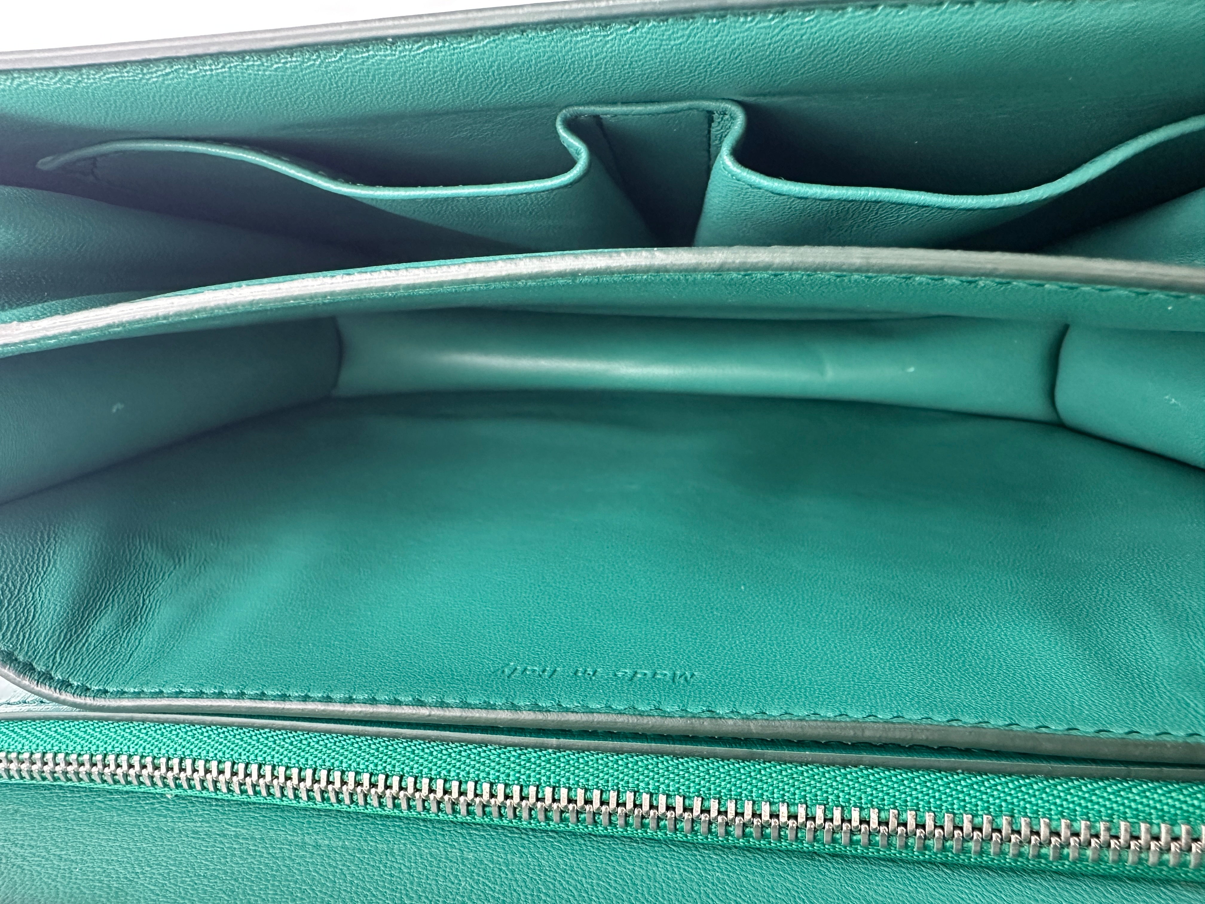 Celine Classic Box Green Leather Medium Size Shoulder Bag CE154