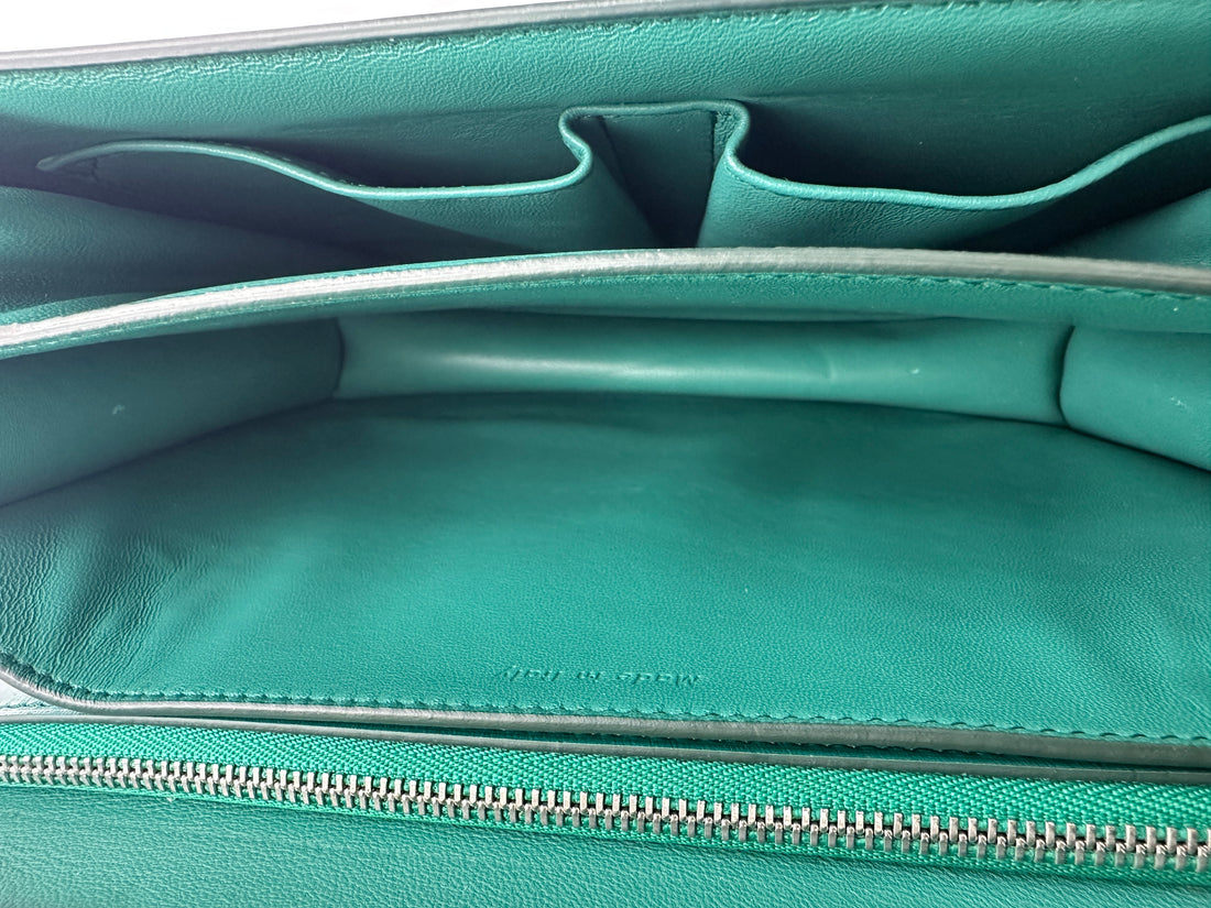 Celine Classic Box Green Leather Medium Size Shoulder Bag CE154