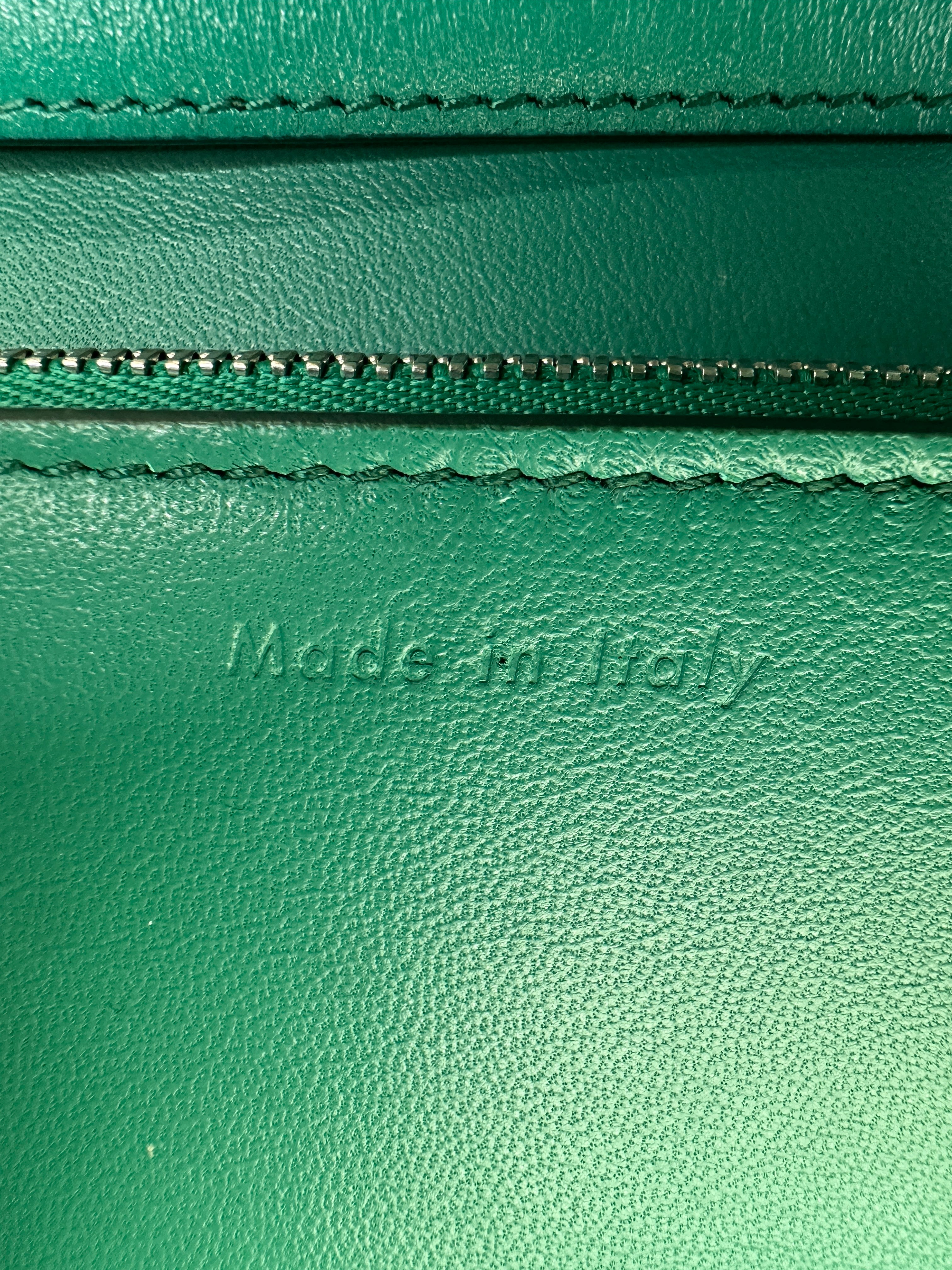 Celine Classic Box Green Leather Medium Size Shoulder Bag CE154