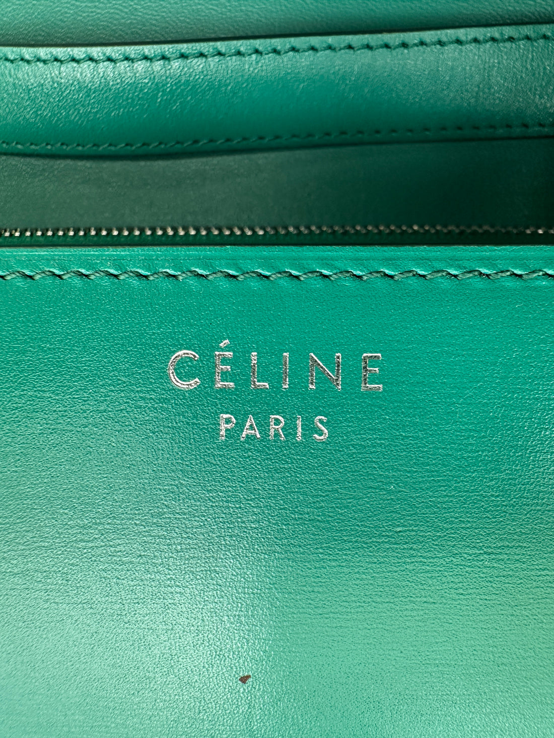 Celine Classic Box Green Leather Medium Size Shoulder Bag CE154