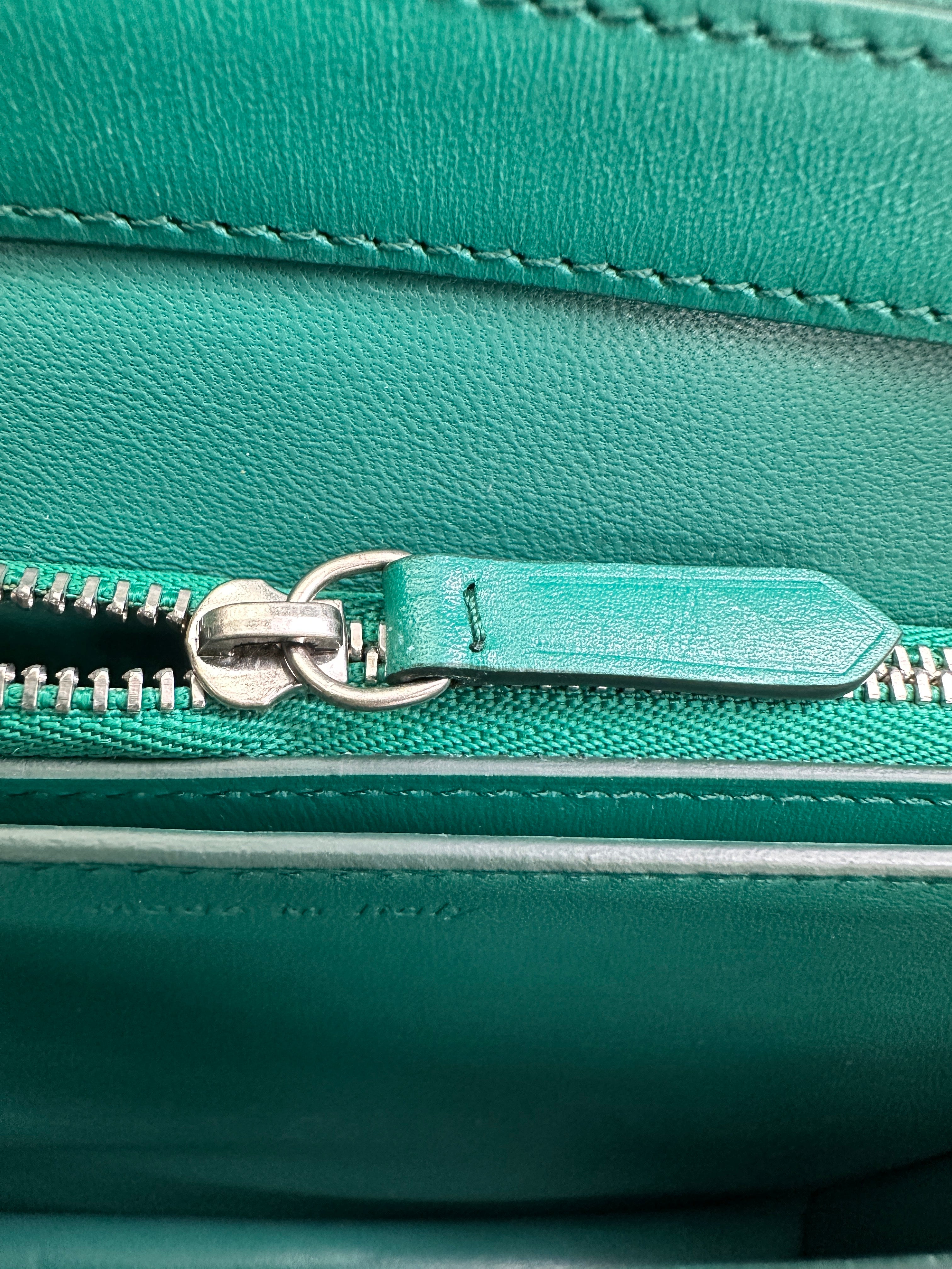 Celine Classic Box Green Leather Medium Size Shoulder Bag CE154