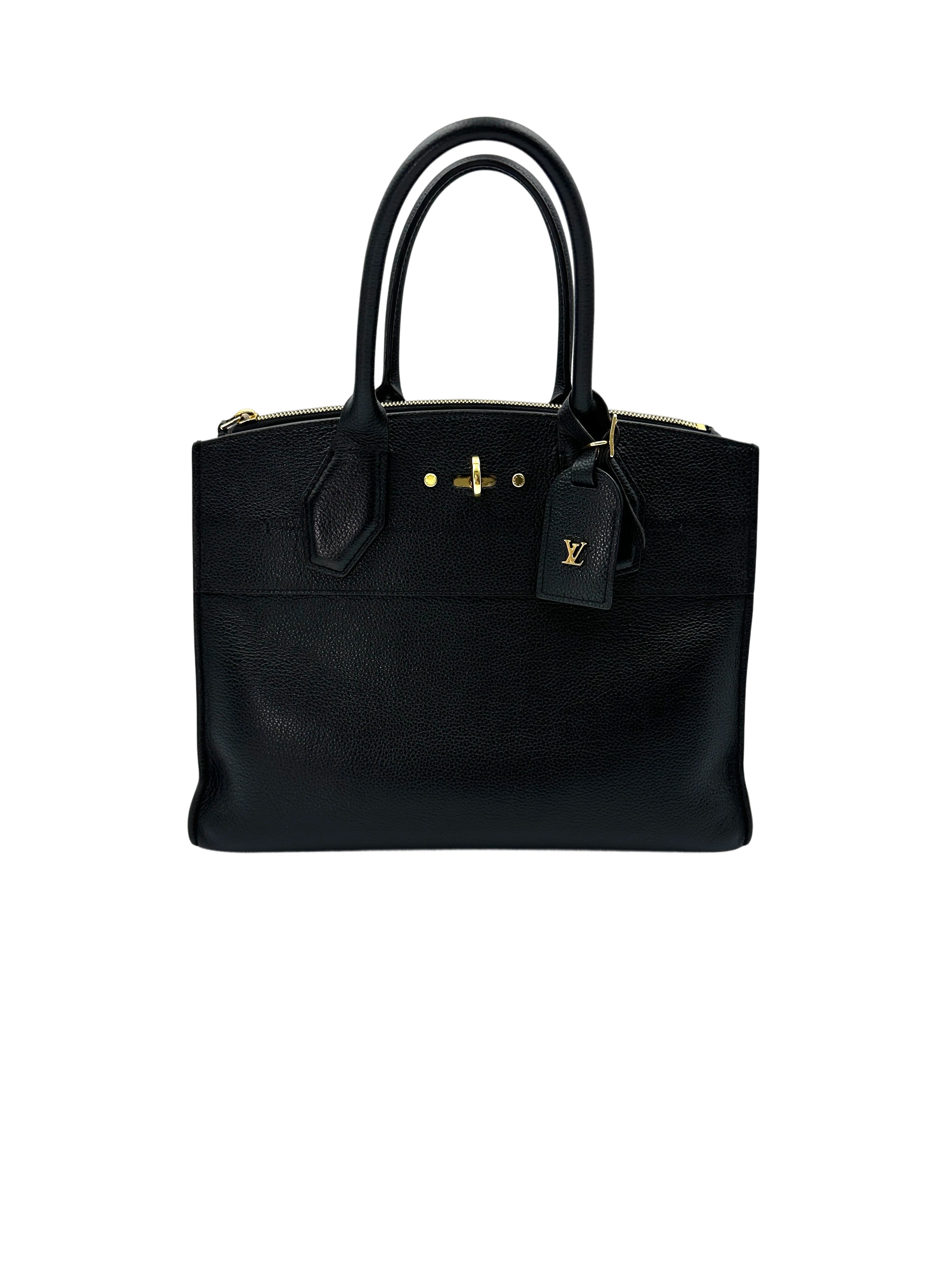 Louis Vuitton City Steamer PM Black Grained Leather Handle Bag LV2529