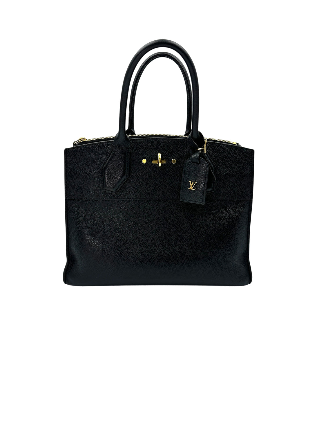 Louis Vuitton City Steamer PM Black Grained Leather Handle Bag LV2529