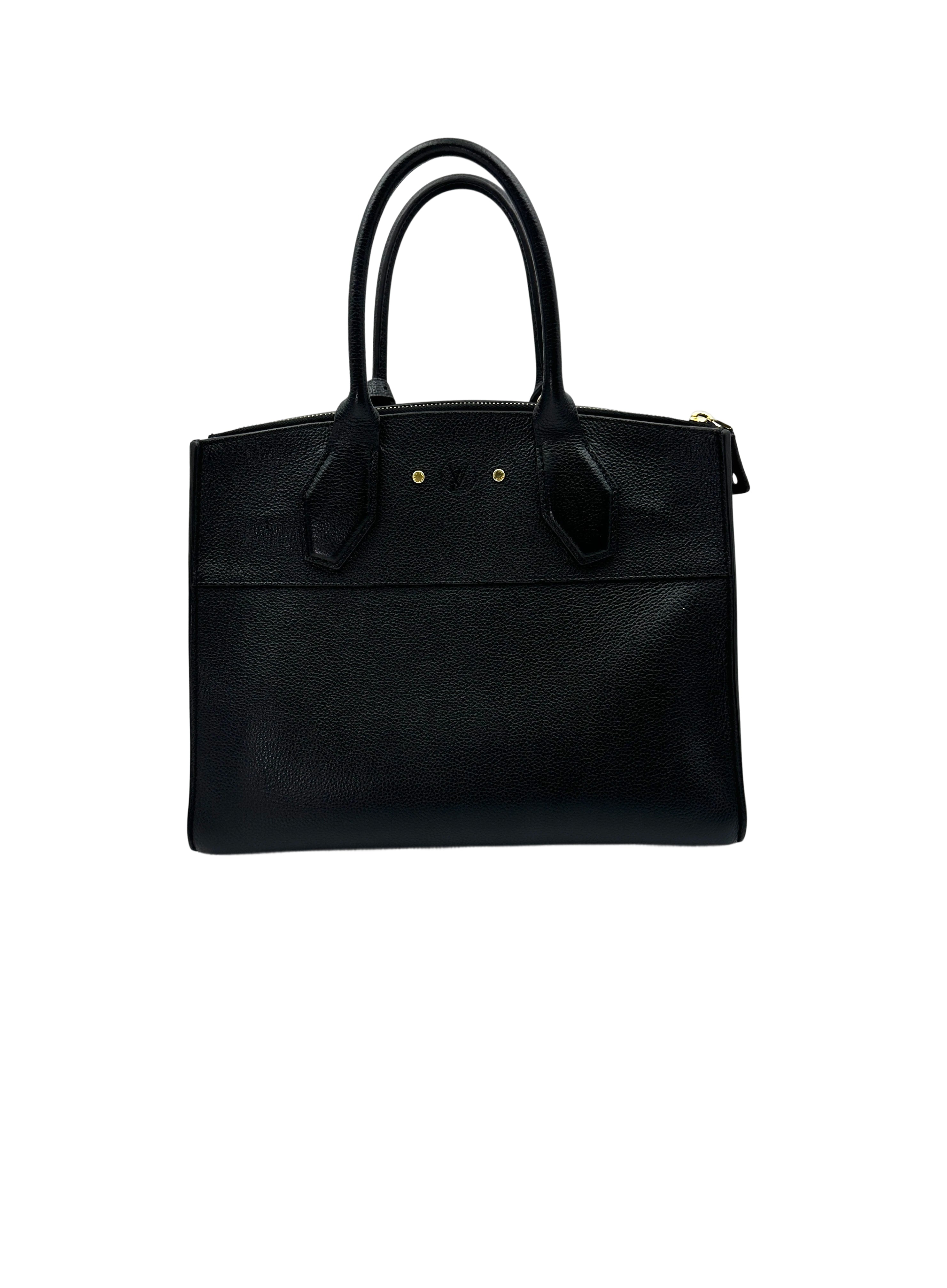 Louis Vuitton City Steamer PM Black Grained Leather Handle Bag LV2529