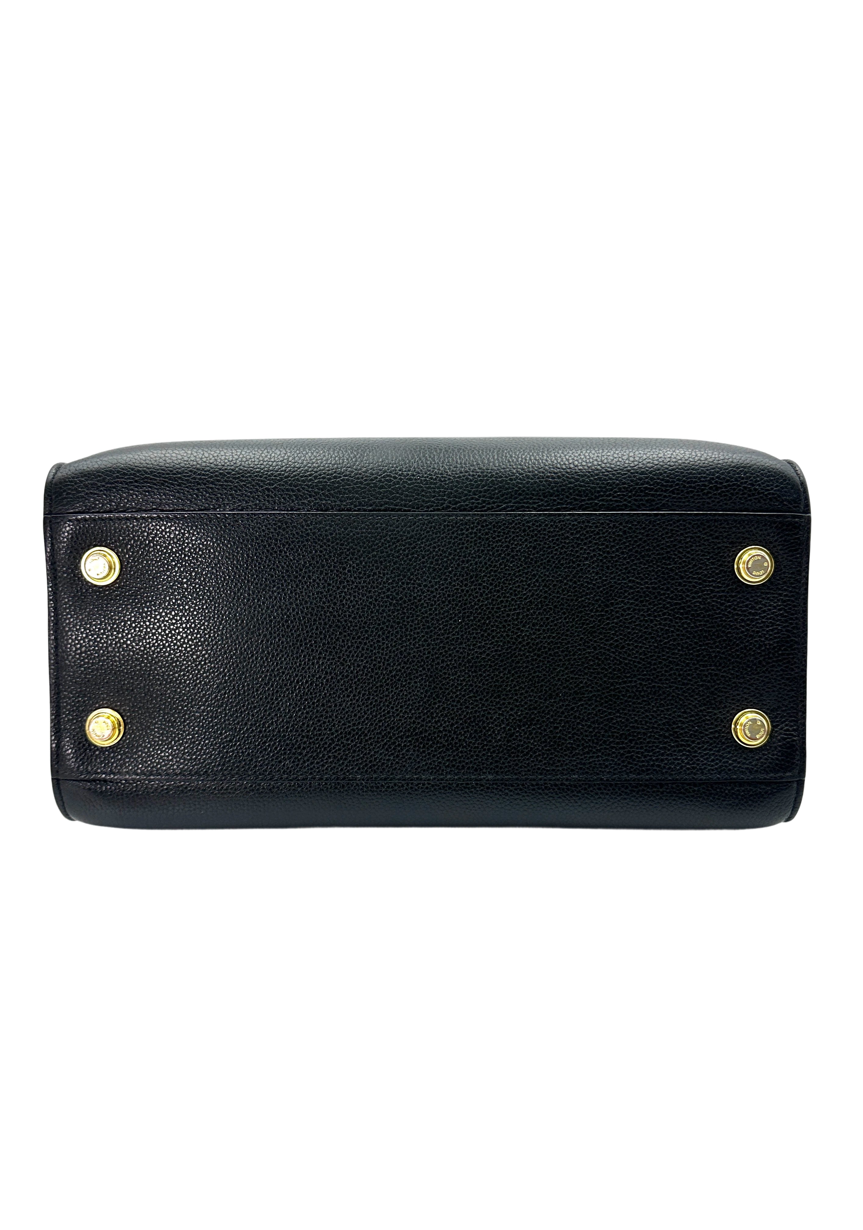 Louis Vuitton City Steamer PM Black Grained Leather Handle Bag LV2529