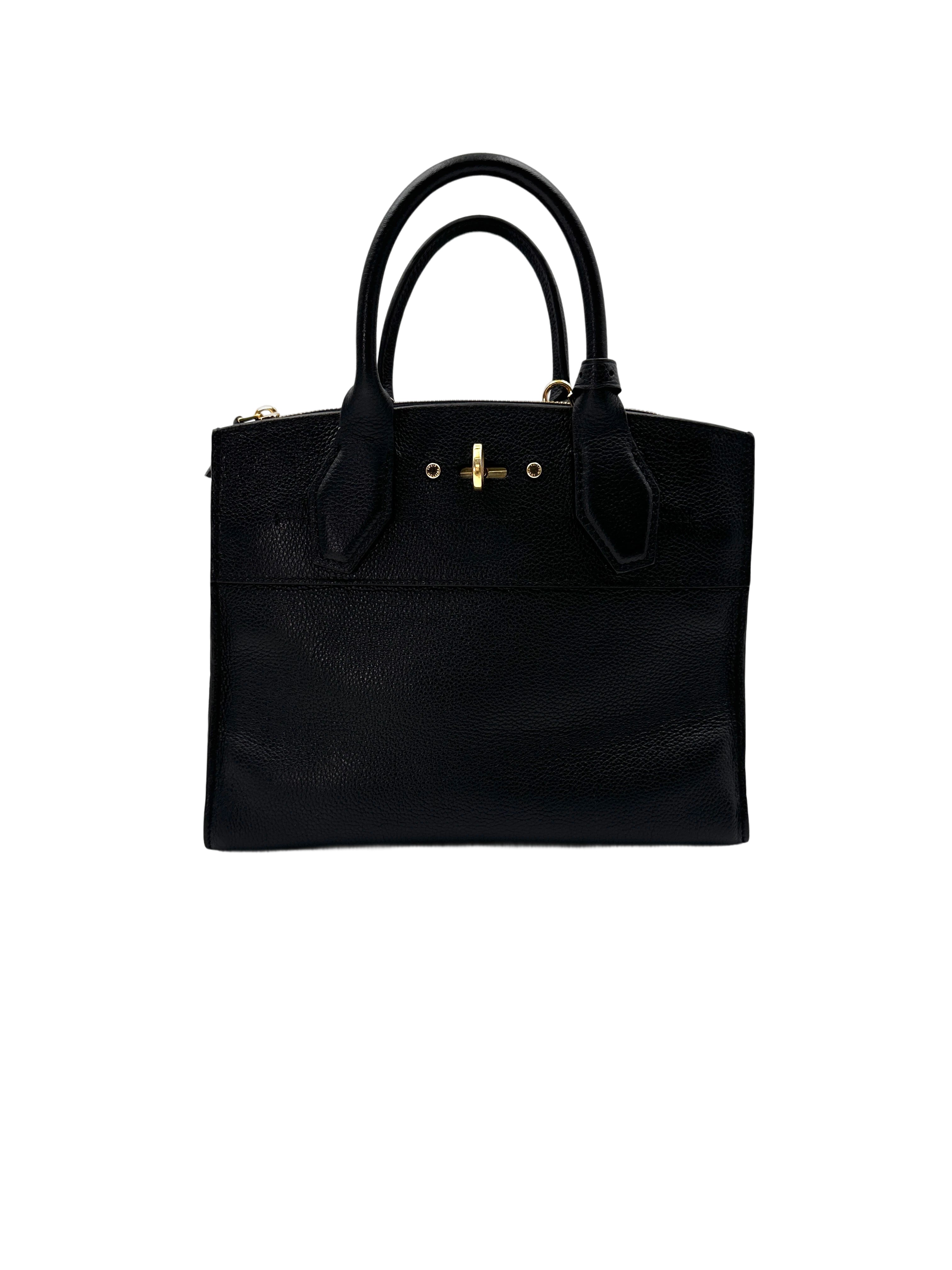 Louis Vuitton City Steamer Black Grained Leather Handle Bag LV2530