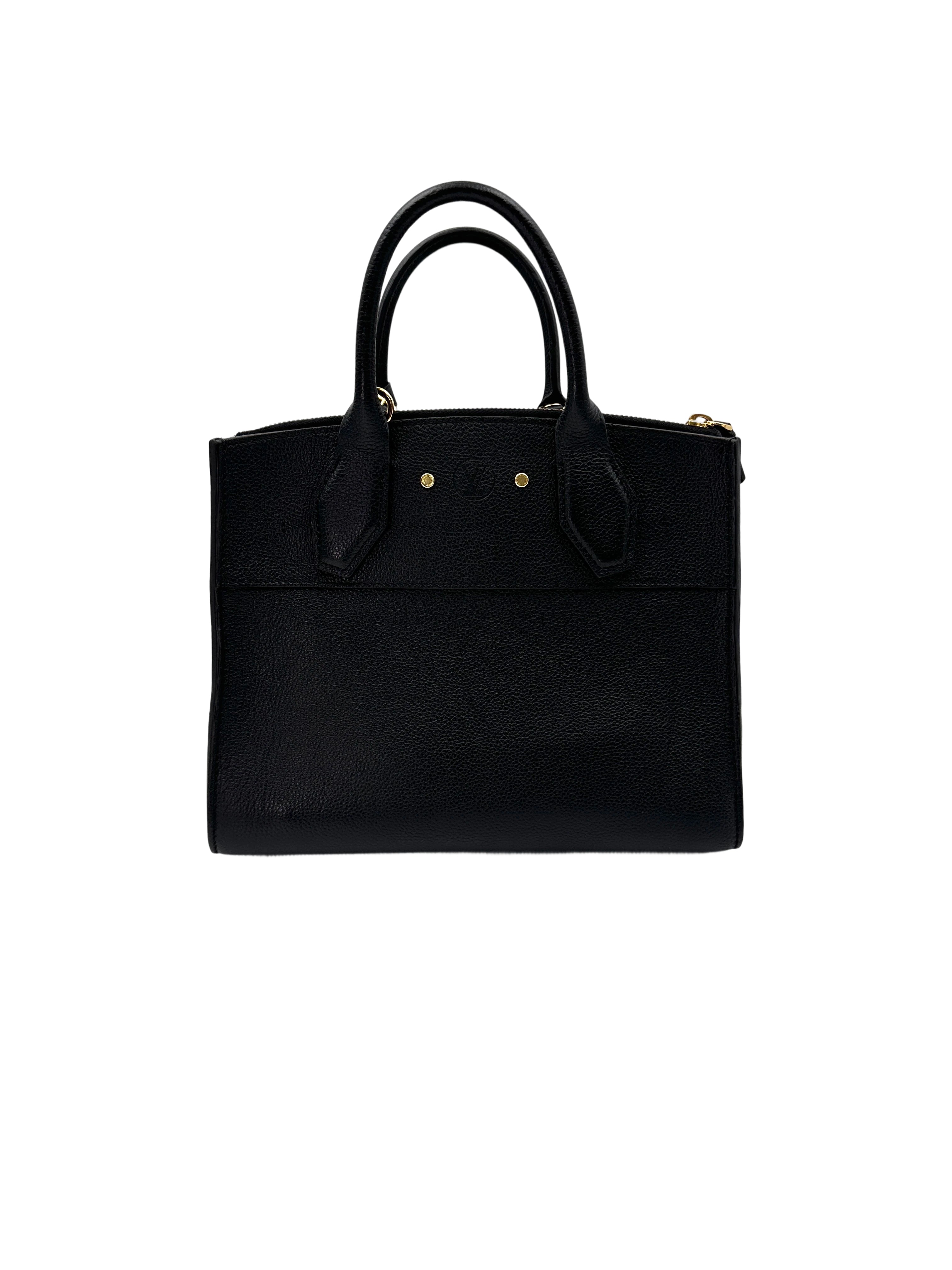 Louis Vuitton City Steamer Black Grained Leather Handle Bag LV2530