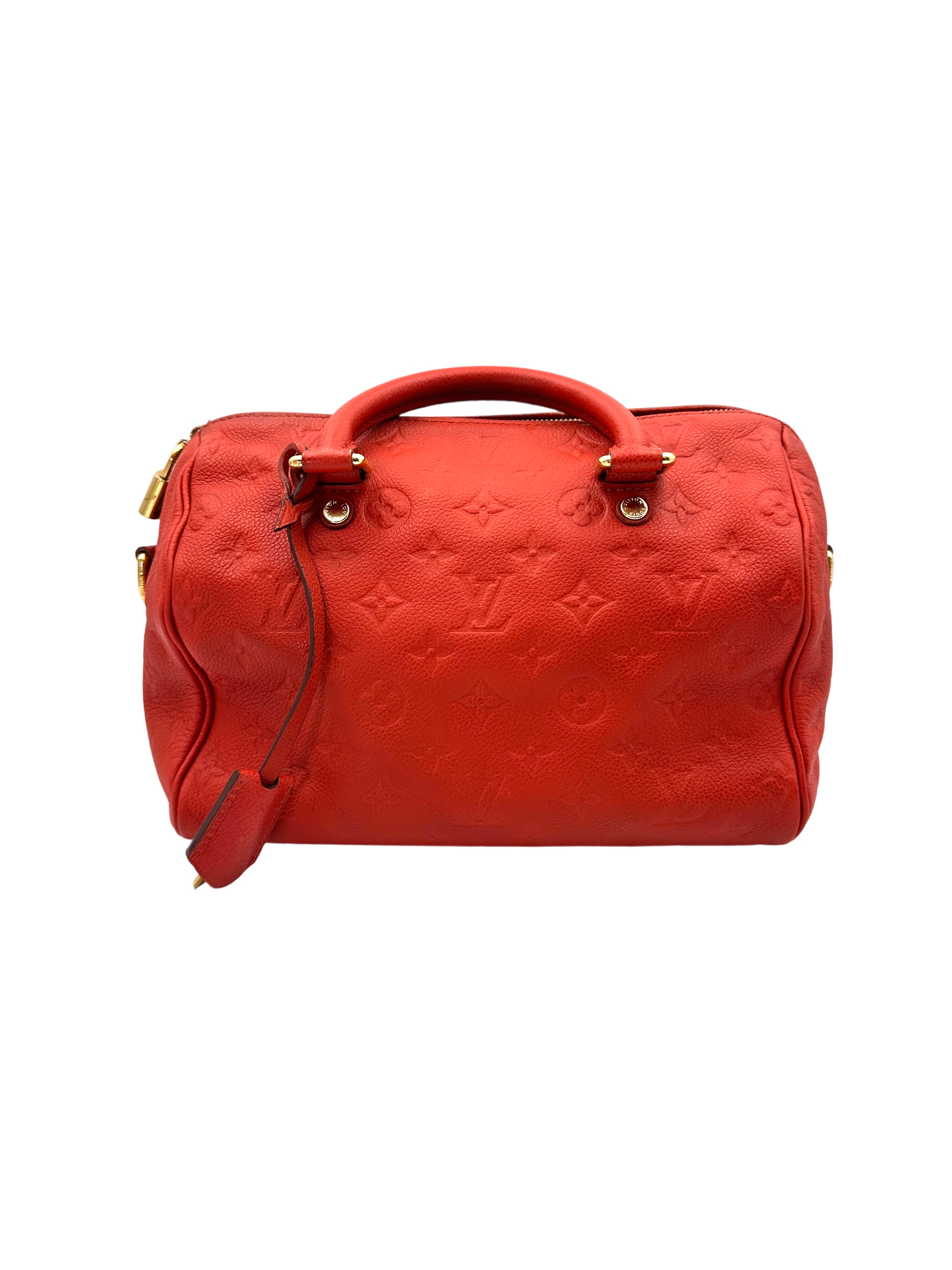 Louis Vuitton Speedy25 Red Monogram Empreinte Leather Handle Bag LV2534
