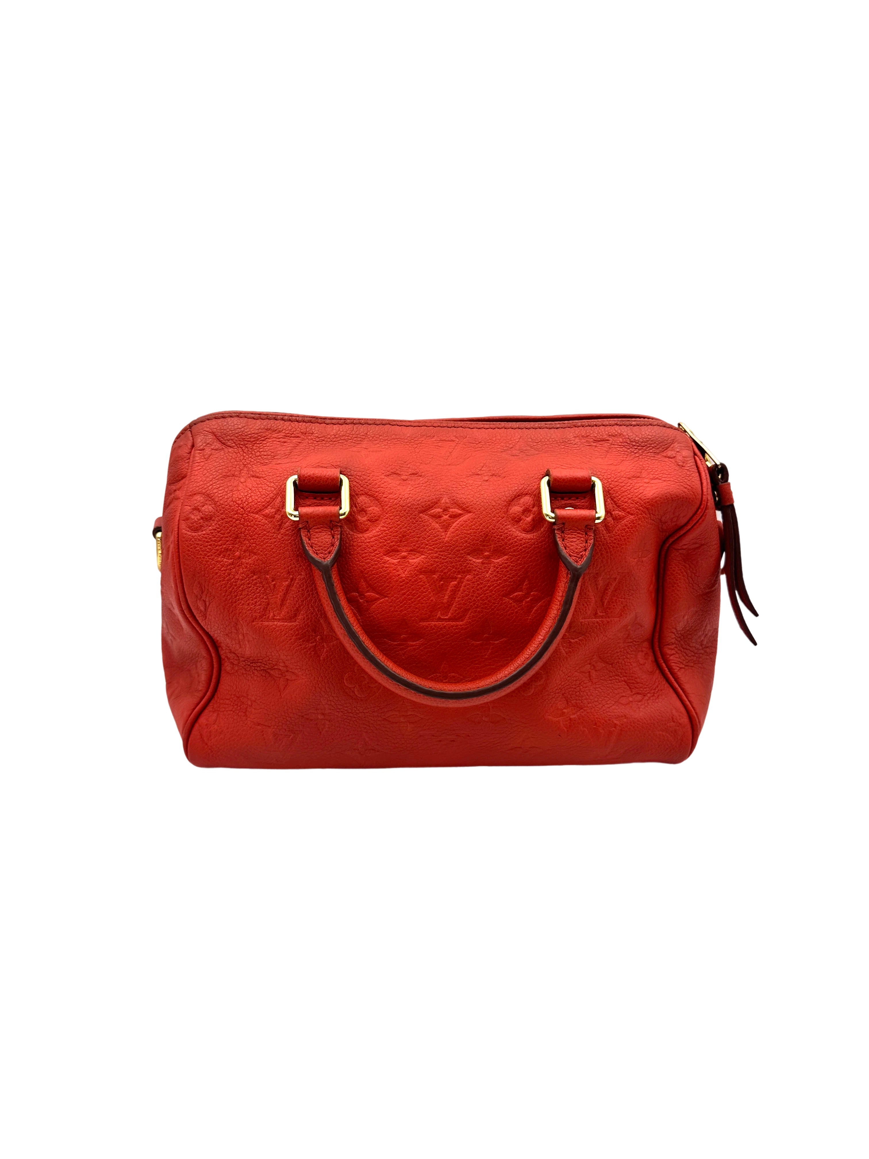Louis Vuitton Speedy25 Red Monogram Empreinte Leather Handle Bag LV2534