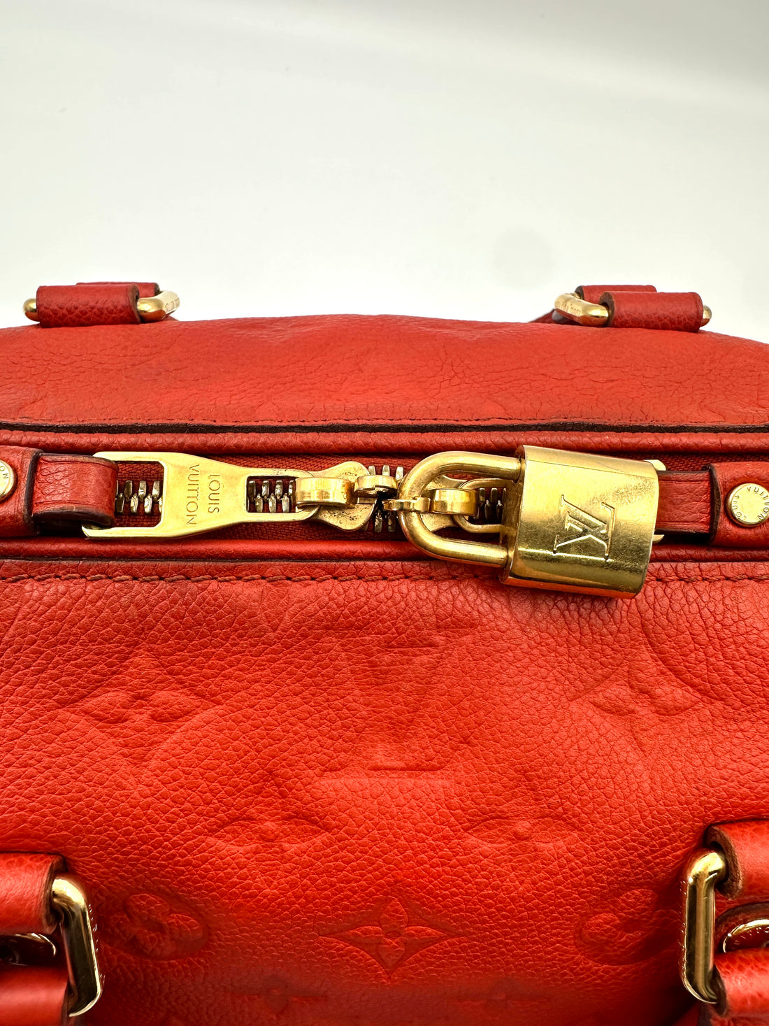 Louis Vuitton Speedy25 Red Monogram Empreinte Leather Handle Bag LV2534