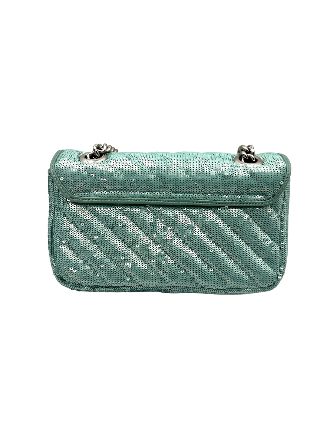 Gucci GG Marmont Green Sequin Small Size Shoulder Bag GG885