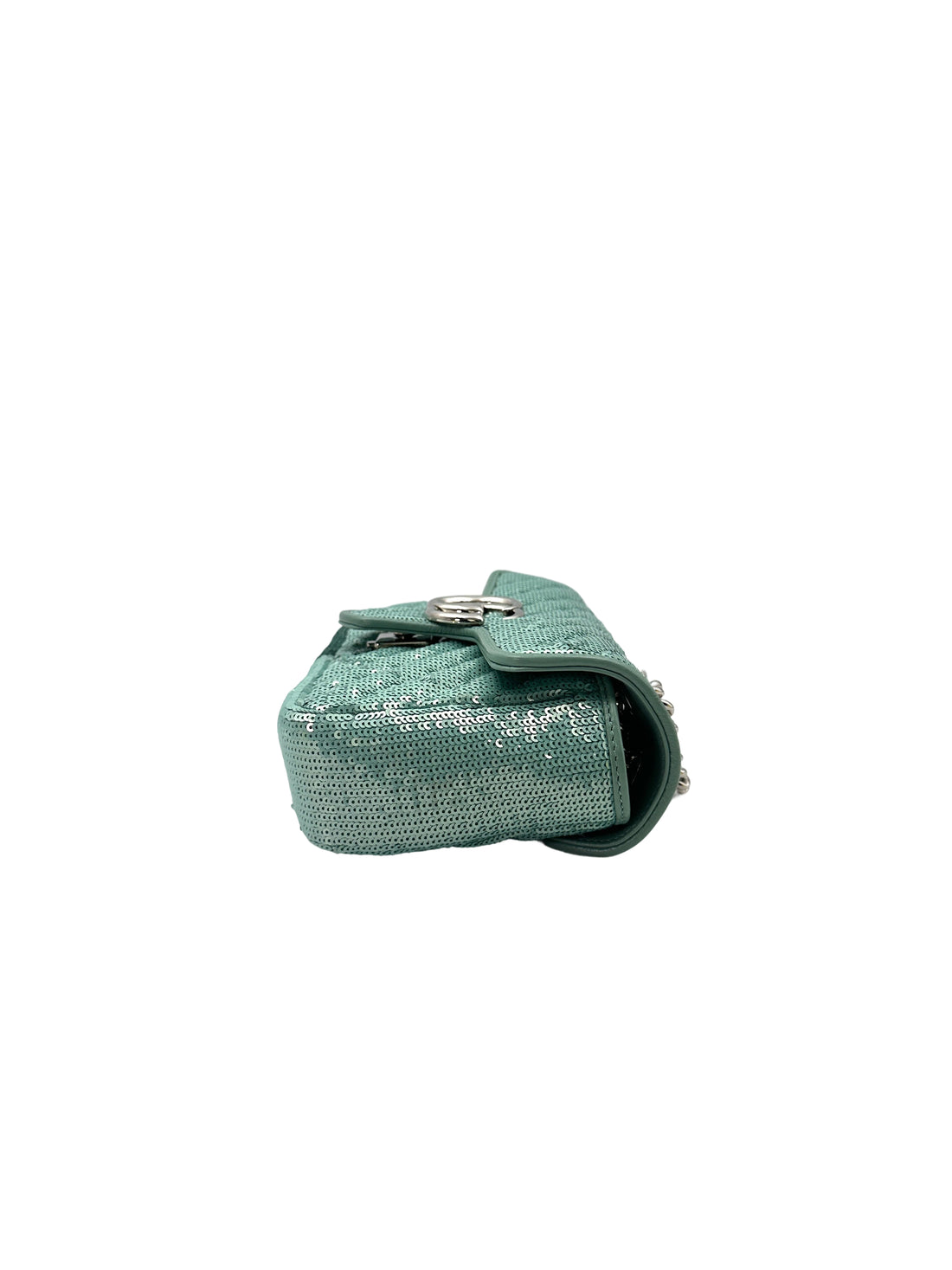 Gucci GG Marmont Green Sequin Small Size Shoulder Bag GG885