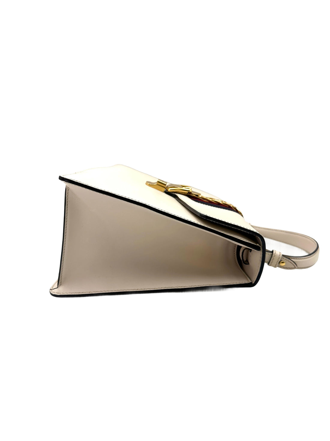 Gucci Sylvie White Leather Large Size Handle Bag GG874
