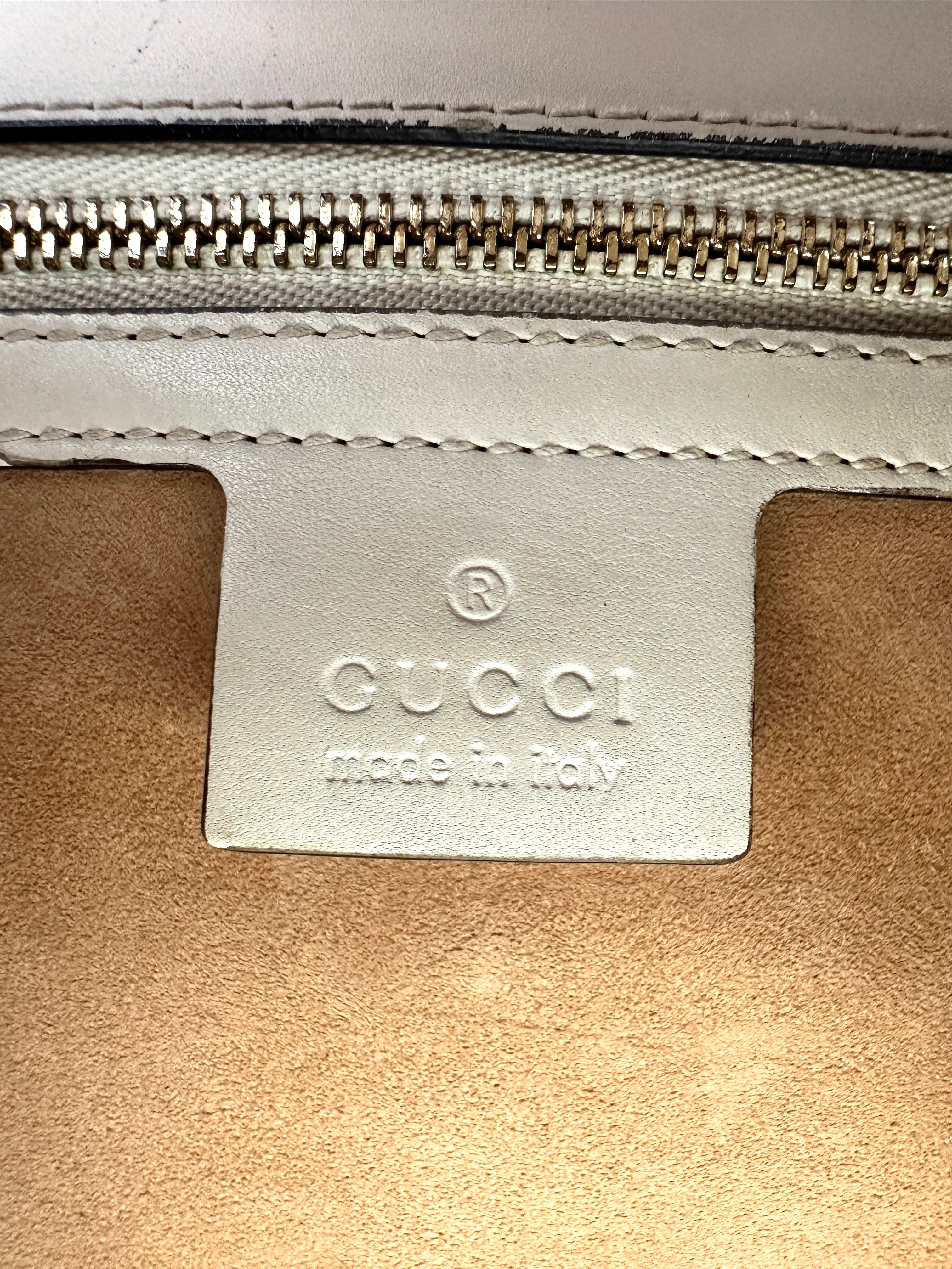 Gucci Sylvie White Leather Large Size Handle Bag GG874