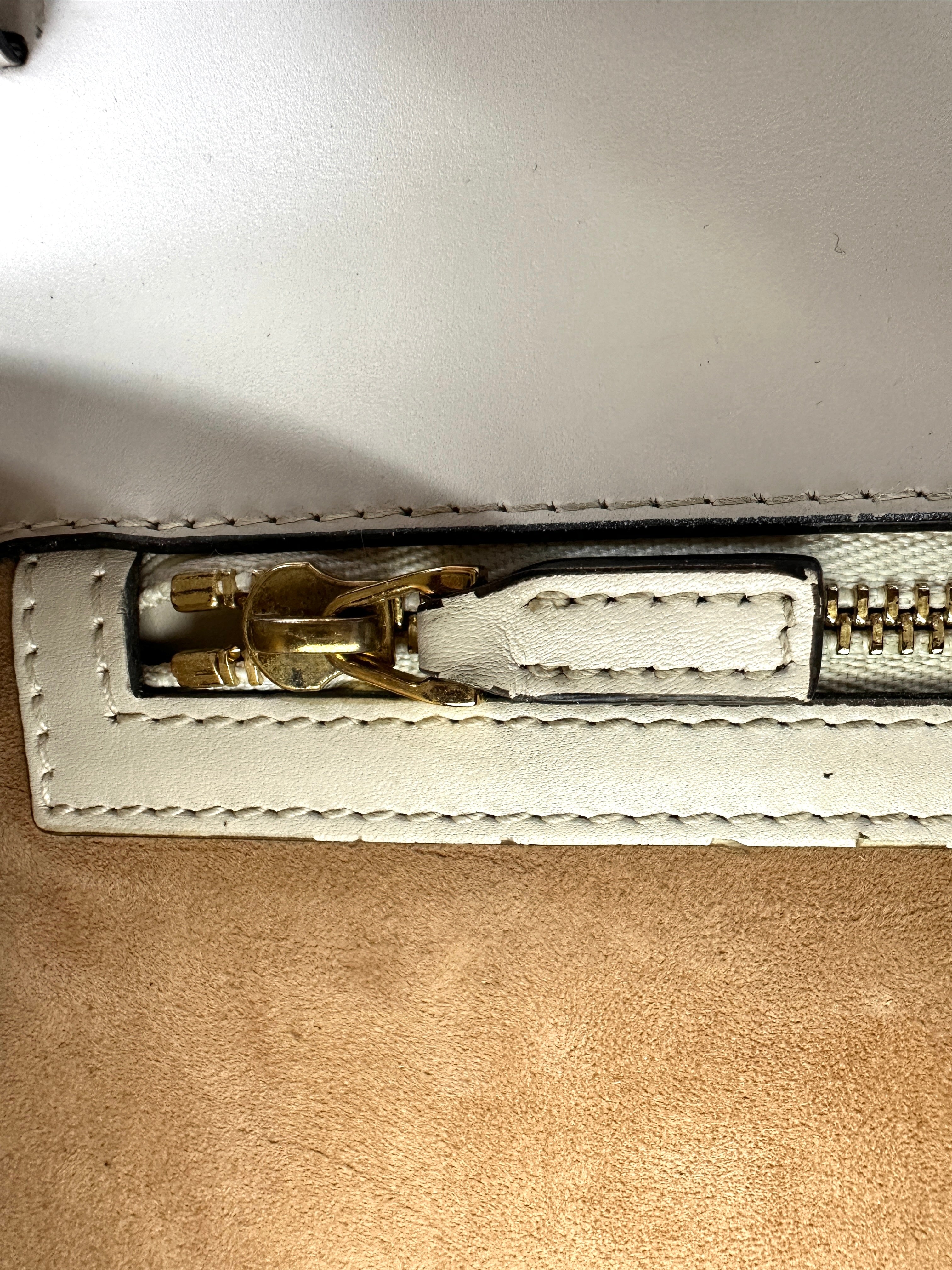 Gucci Sylvie White Leather Large Size Handle Bag GG874