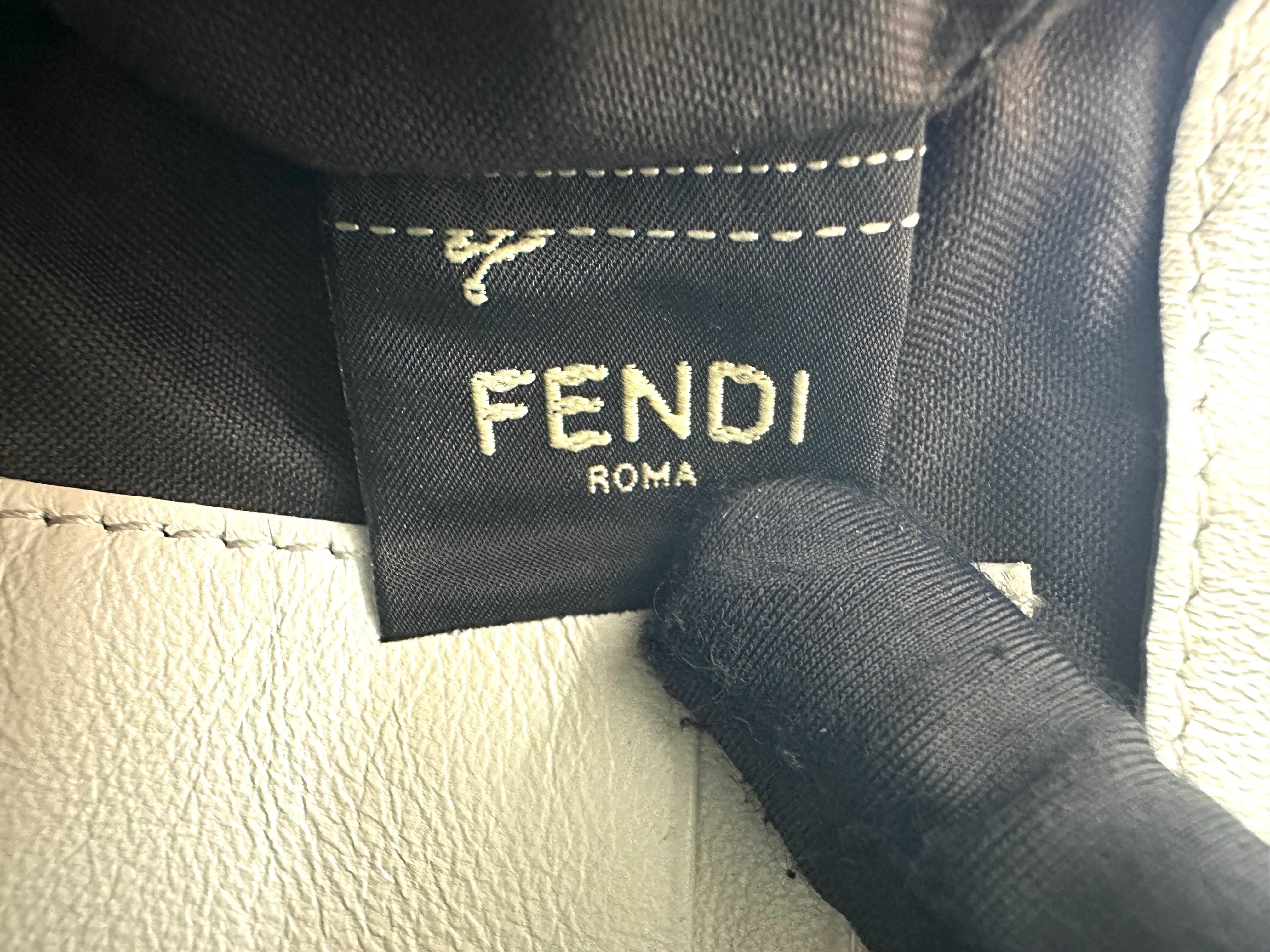 Fendi Baguette White Embossed FF Leather Shoulder Bag With Gold Hardware IRIS194
