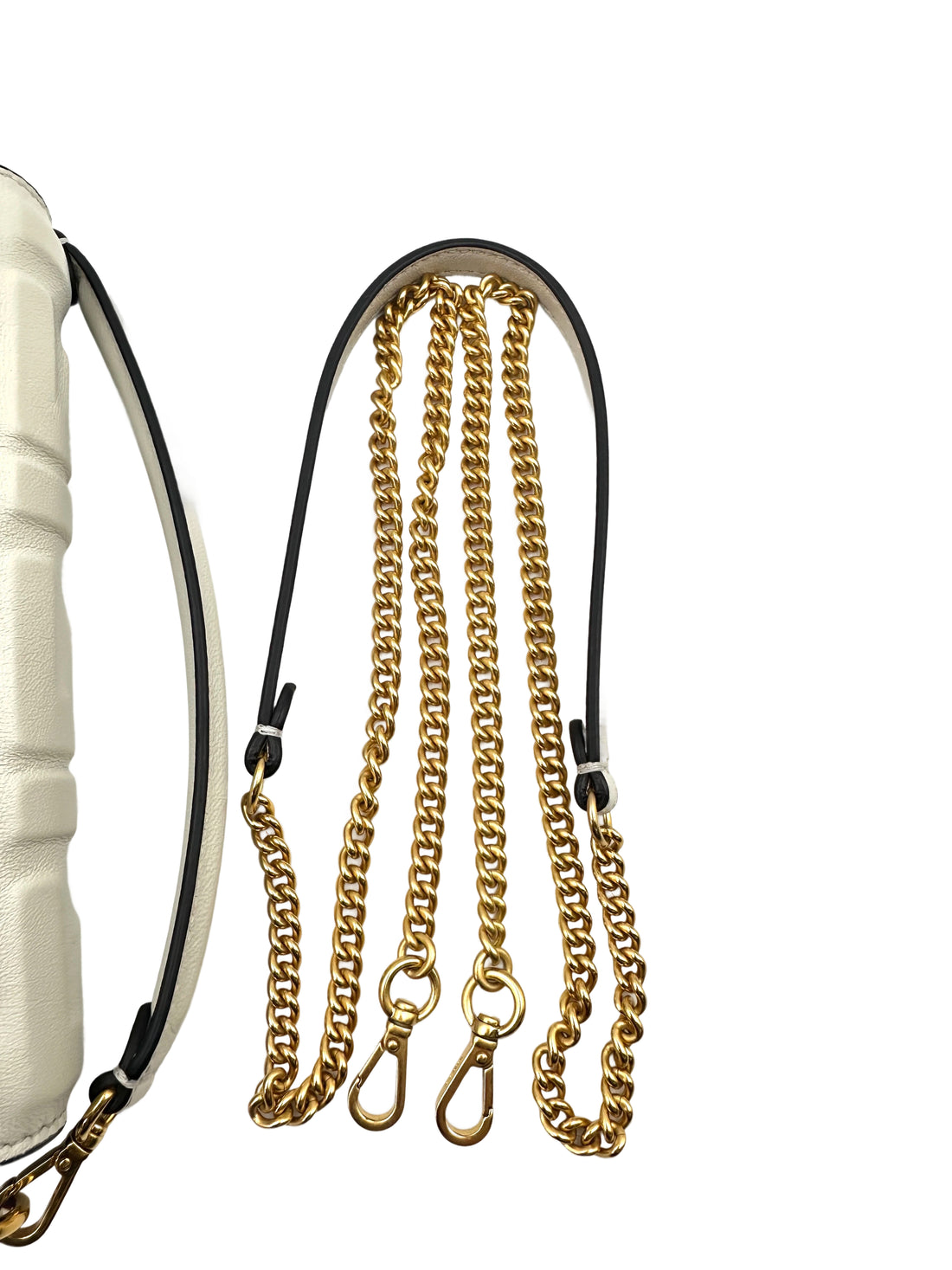 Fendi Baguette White Embossed FF Leather Shoulder Bag With Gold Hardware IRIS194