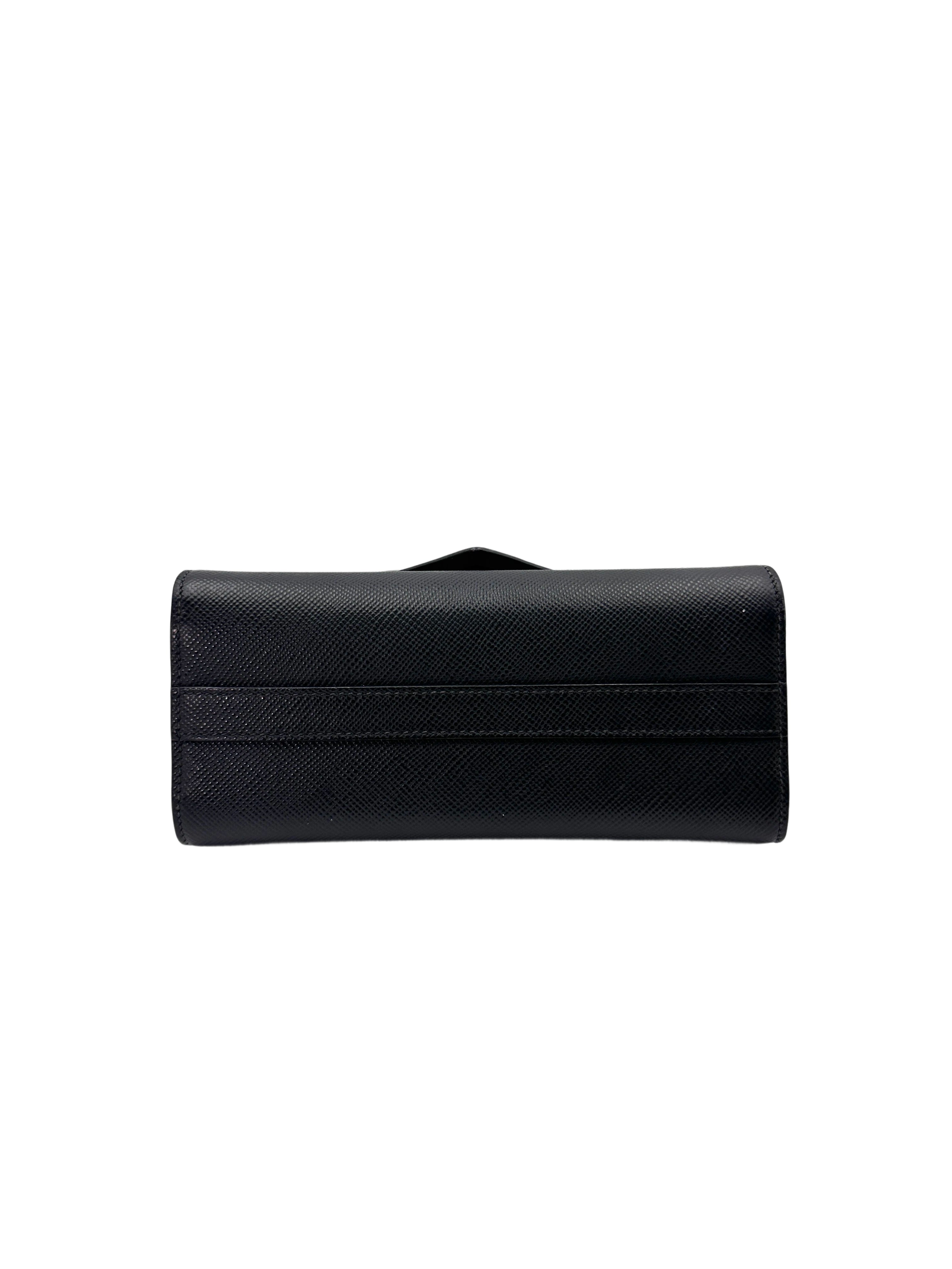 Prada Monochrome Black Saffiano Lux Wallet On Chain PR292