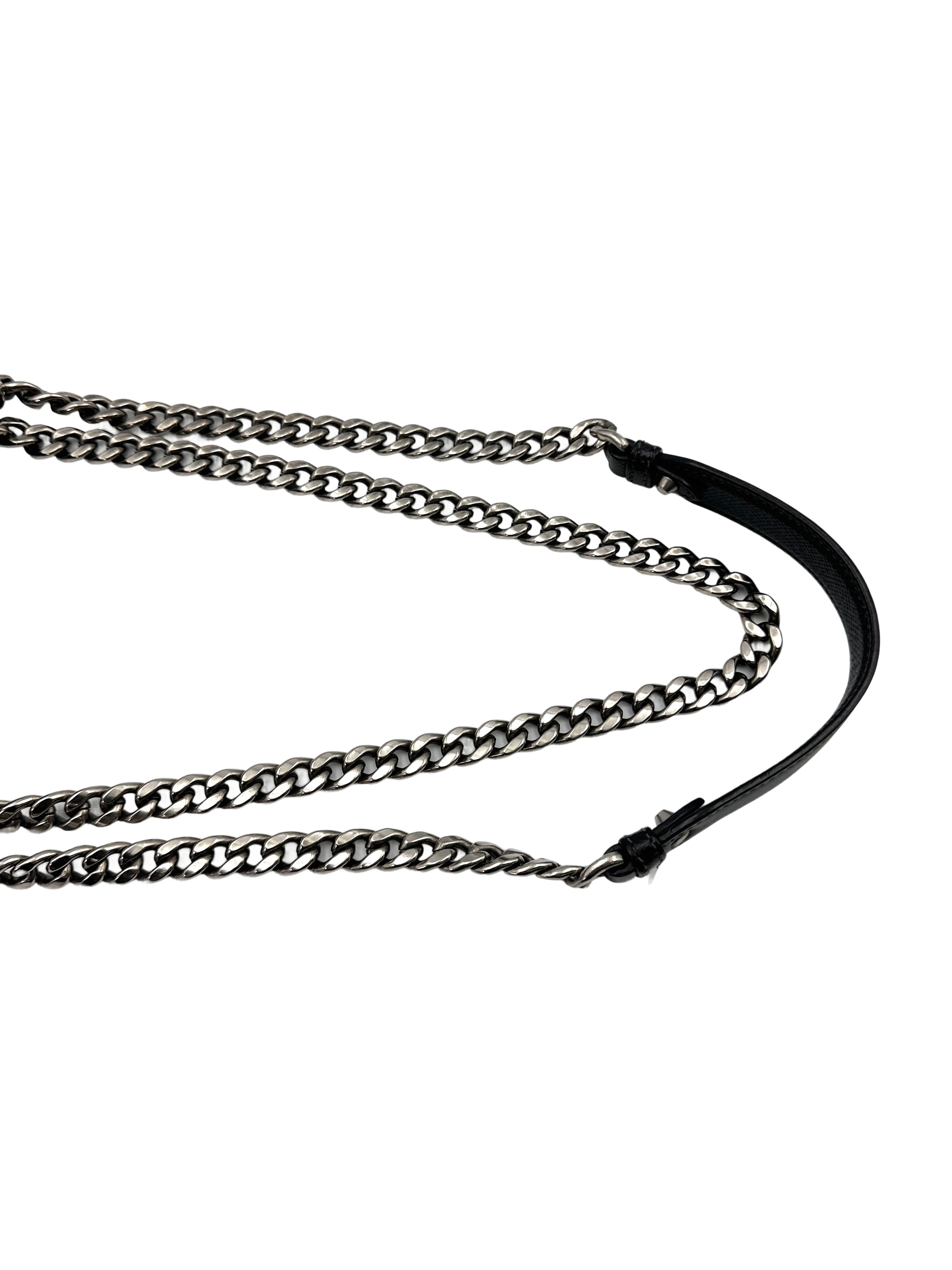 Prada Monochrome Black Saffiano Lux Wallet On Chain PR292