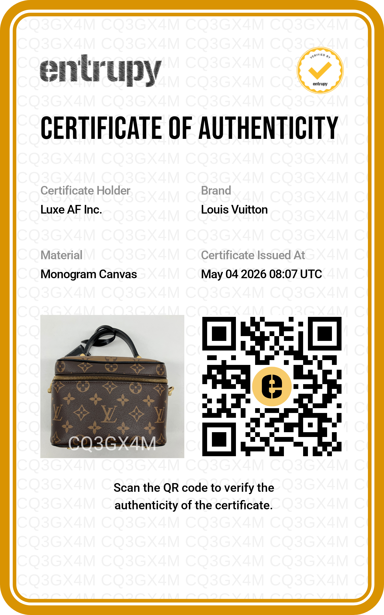 Louis Vuitton Vanity PM Monogram Reverse Canvas Handle Bag LV2524
