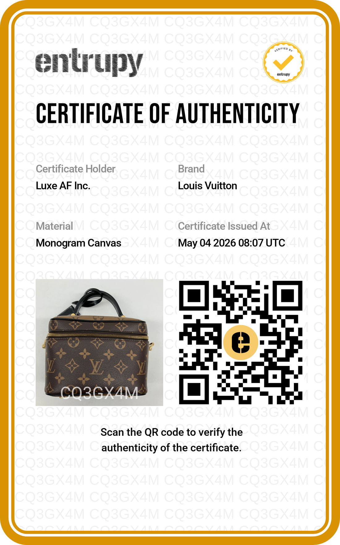 Louis Vuitton Vanity PM Monogram Reverse Canvas Handle Bag LV2524