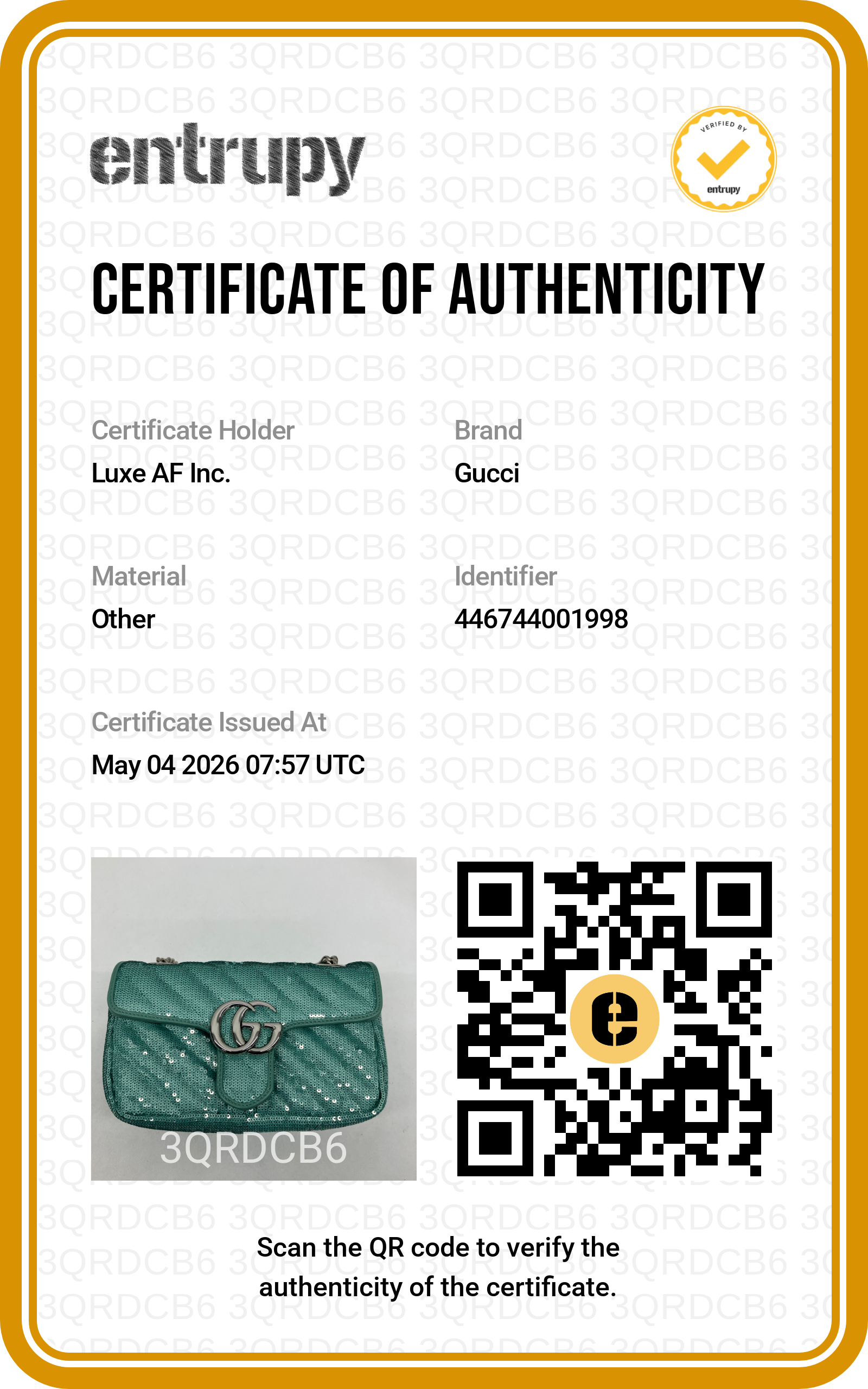 Gucci GG Marmont Green Sequin Small Size Shoulder Bag GG885