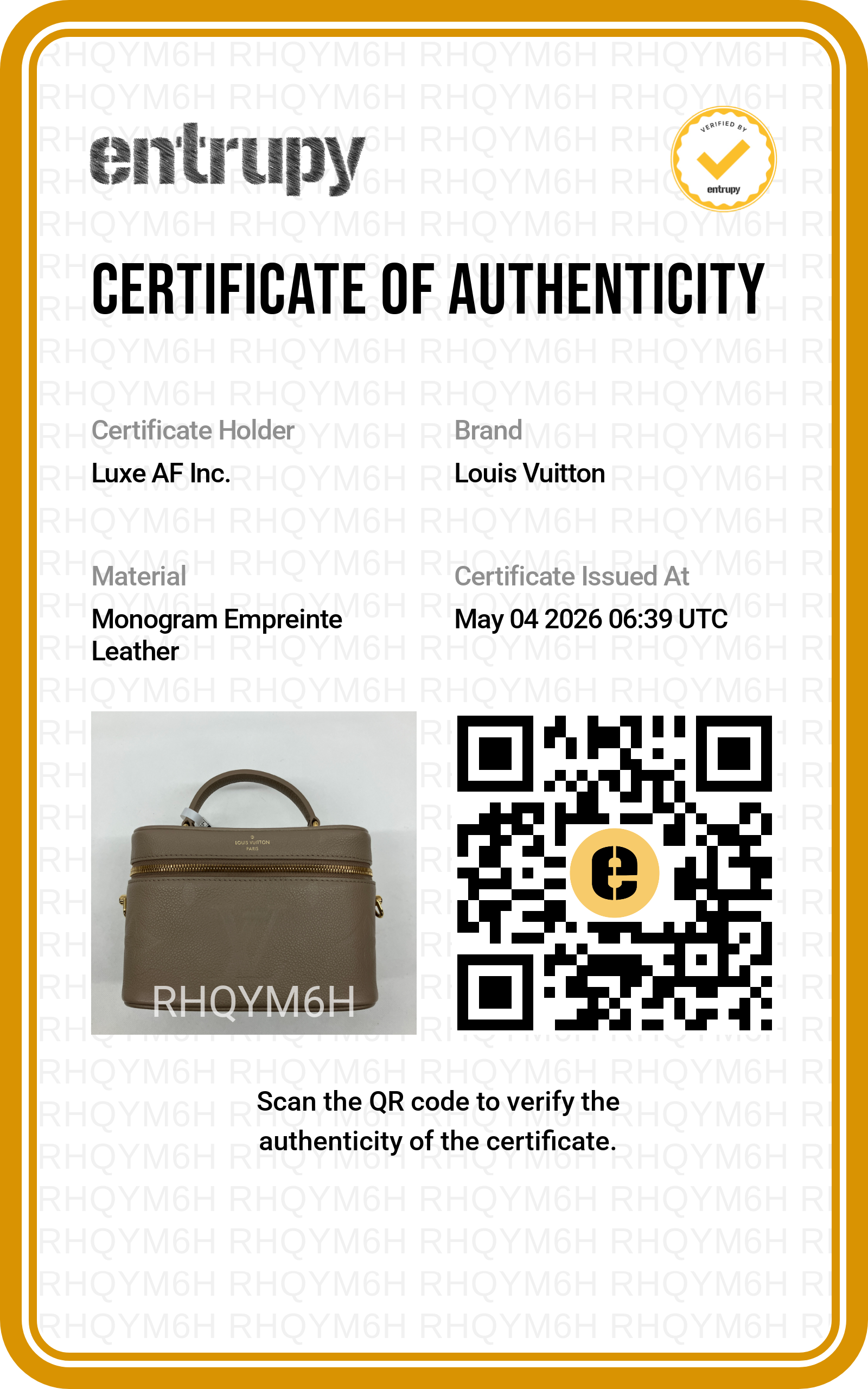 Louis Vuitton Vanity PM Beige Monogram Empreinte Leather Handle Bag LV2526