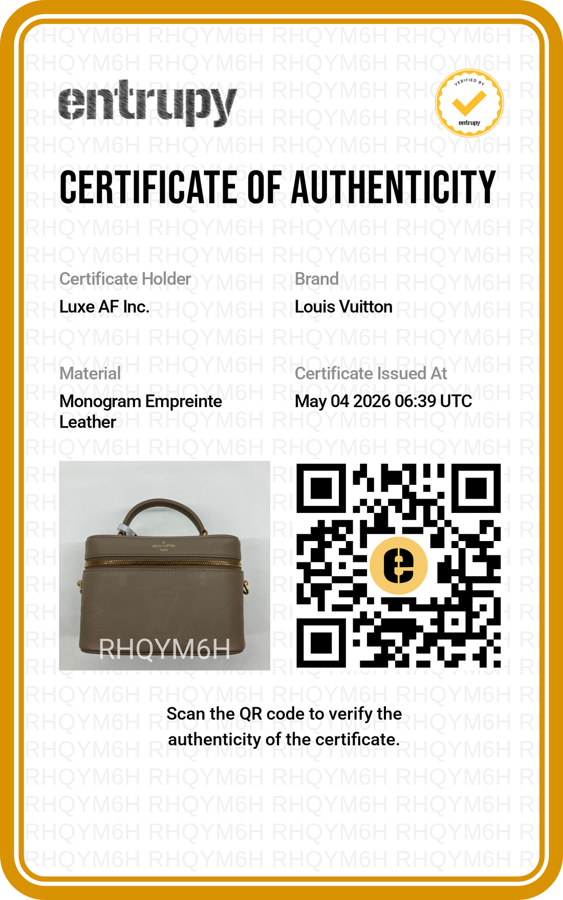 Louis Vuitton Vanity PM Beige Monogram Empreinte Leather Handle Bag LV2526