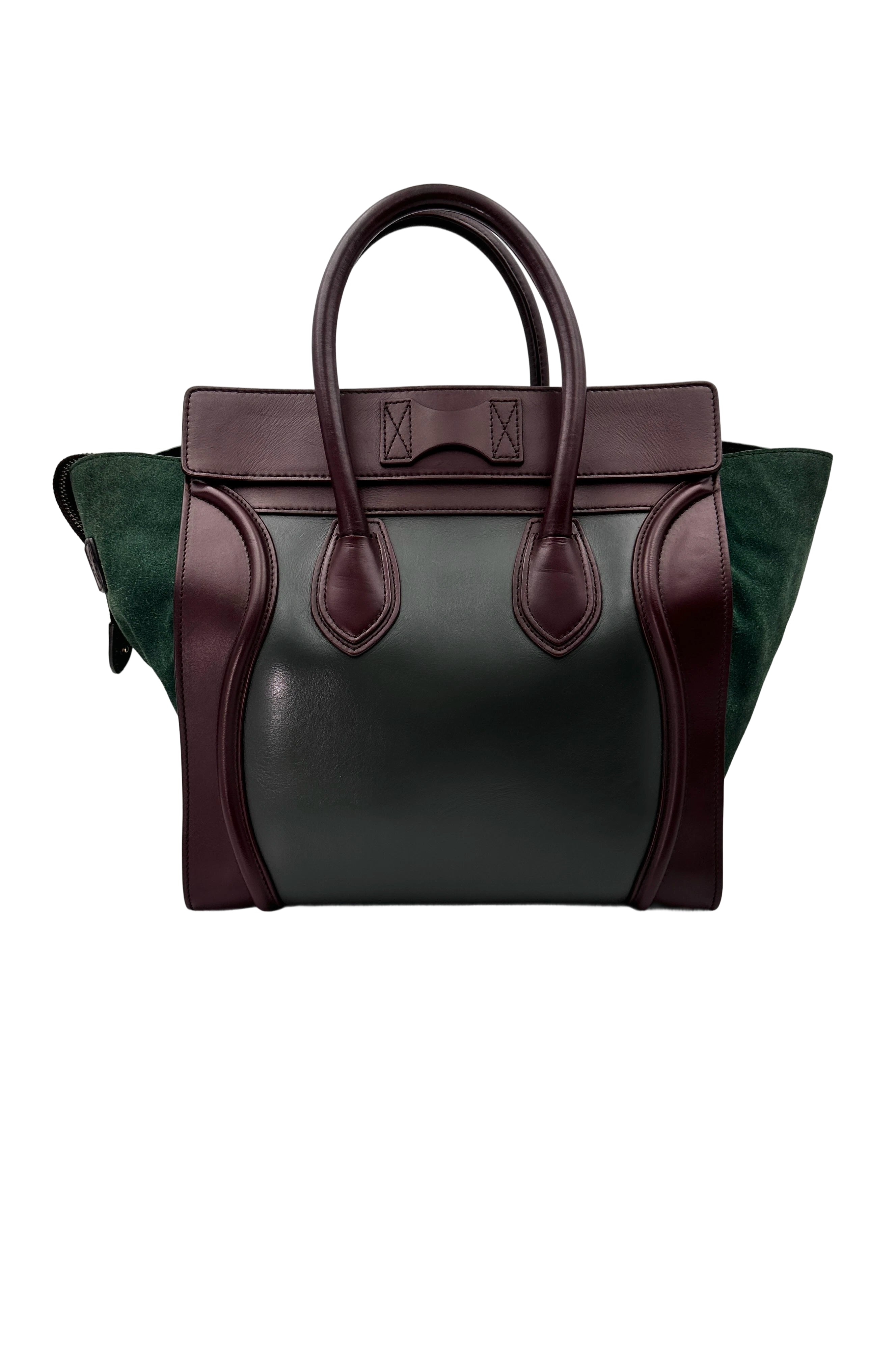 Celine Luggage Green Leather Large Size Handle Bag CE155