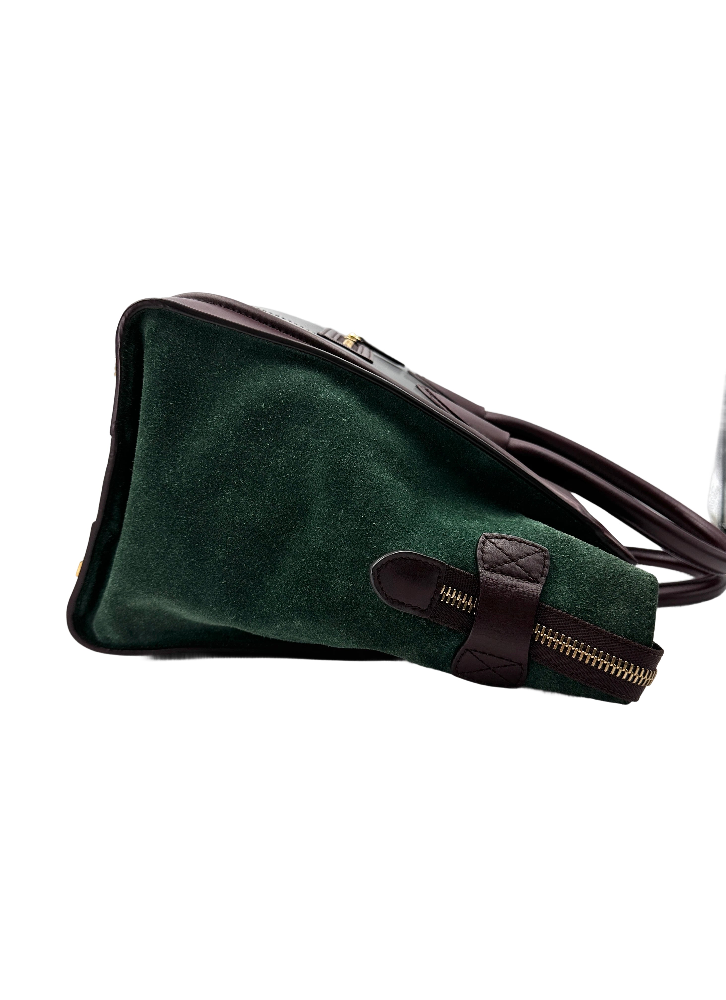 Celine Luggage Green Leather Large Size Handle Bag CE155