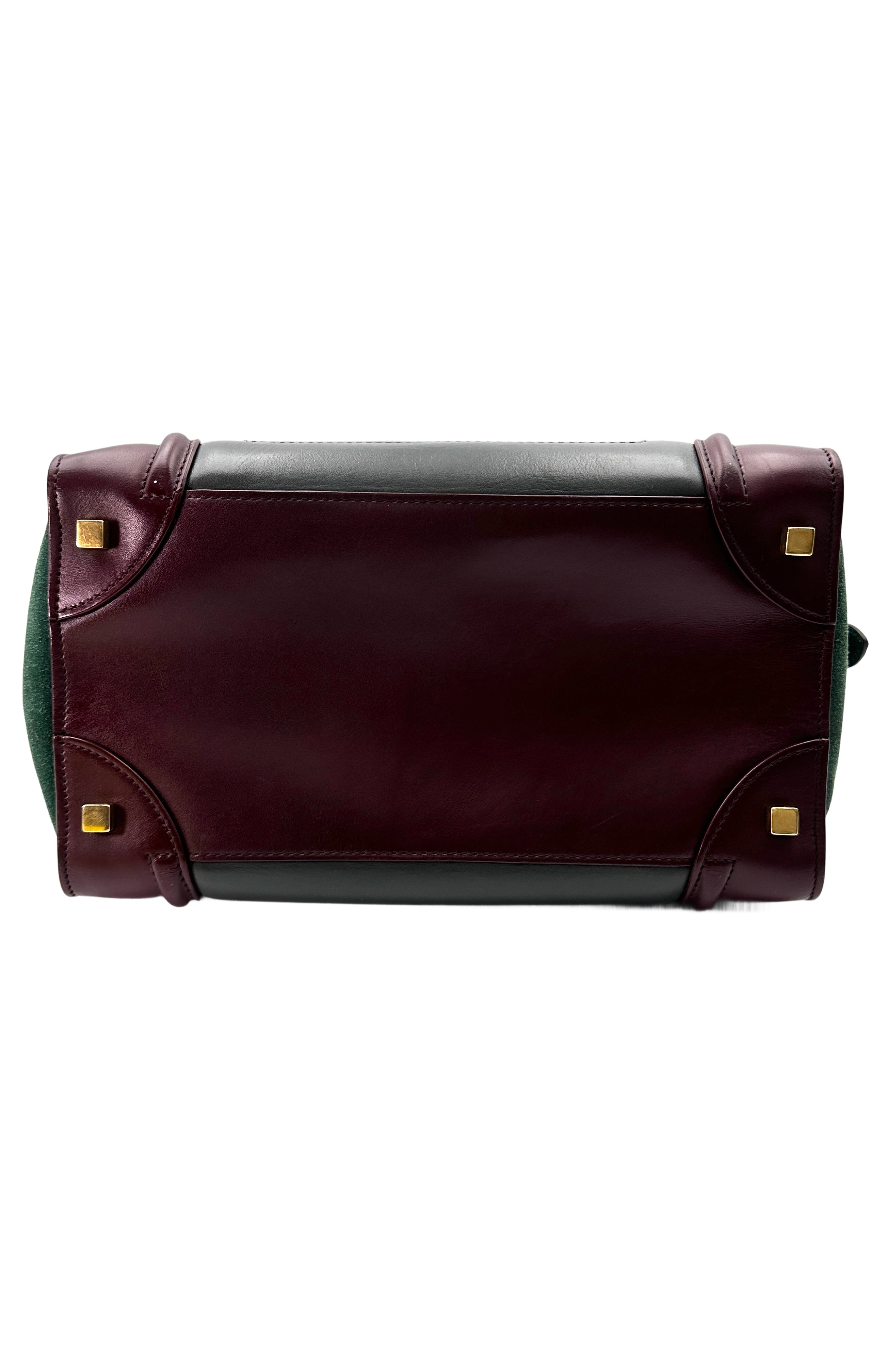 Celine Luggage Green Leather Large Size Handle Bag CE155