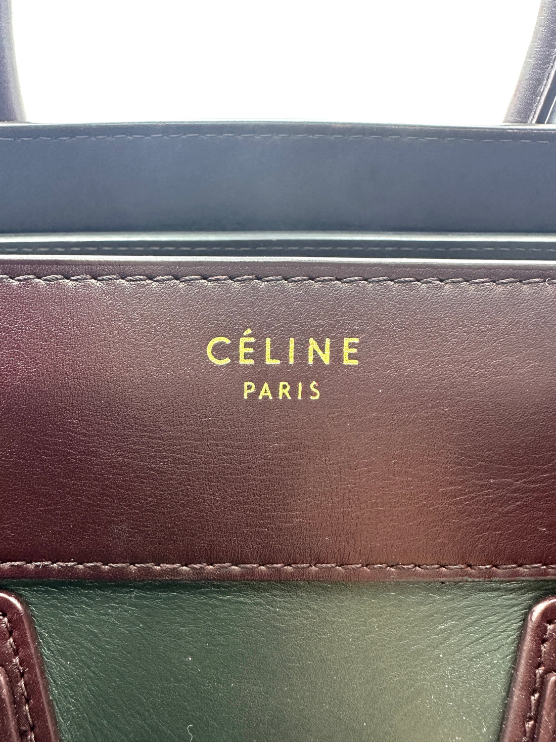 Celine Luggage Green Leather Large Size Handle Bag CE155