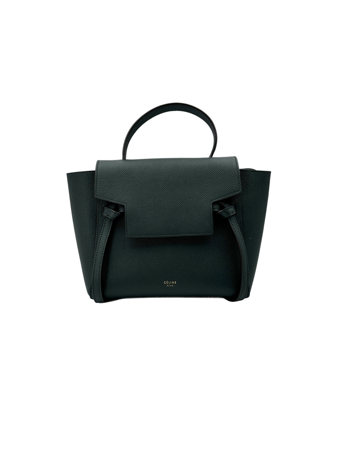Celine Dark Green Leather Belt Handle Bag CE156