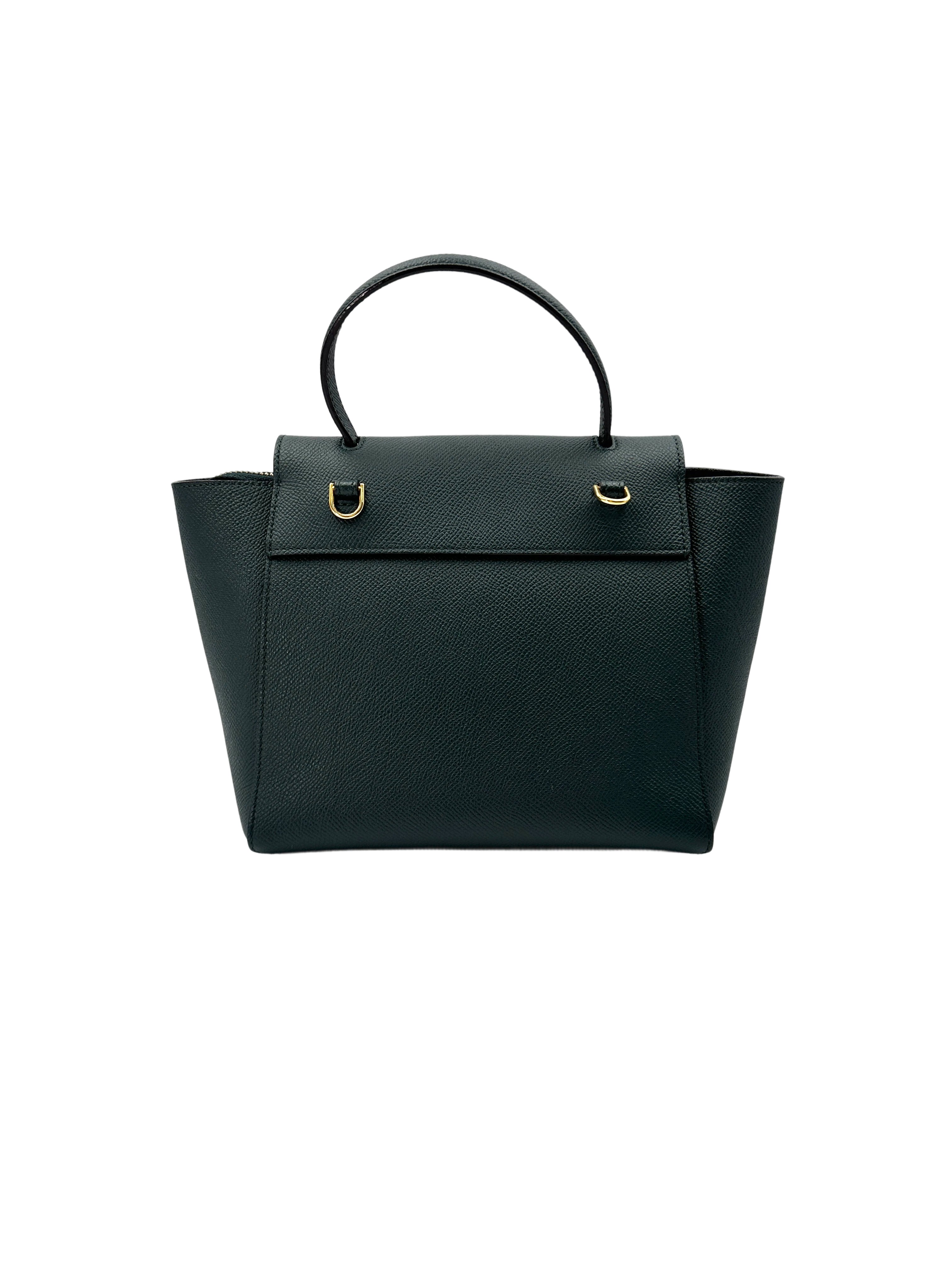 Celine Dark Green Leather Belt Handle Bag CE156