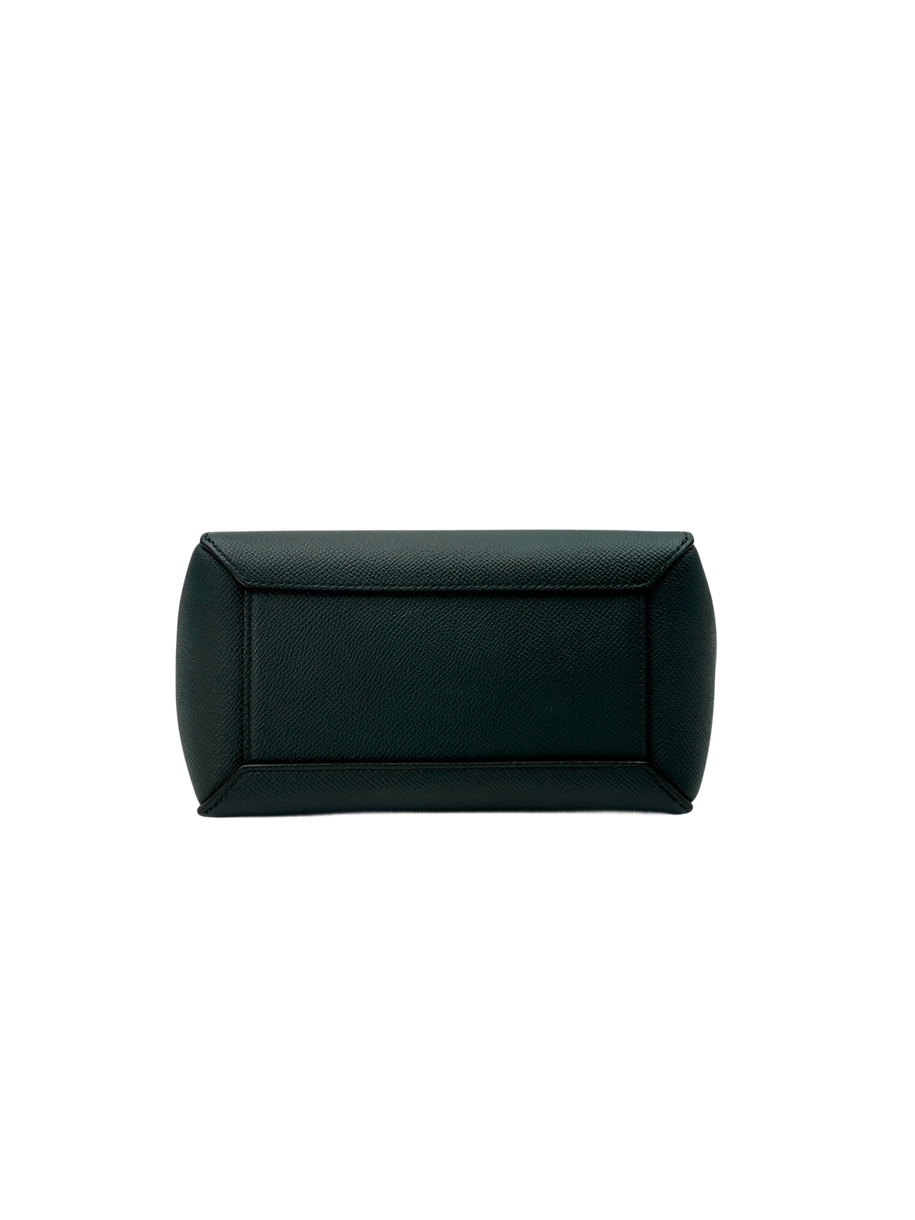 Celine Dark Green Leather Belt Handle Bag CE156