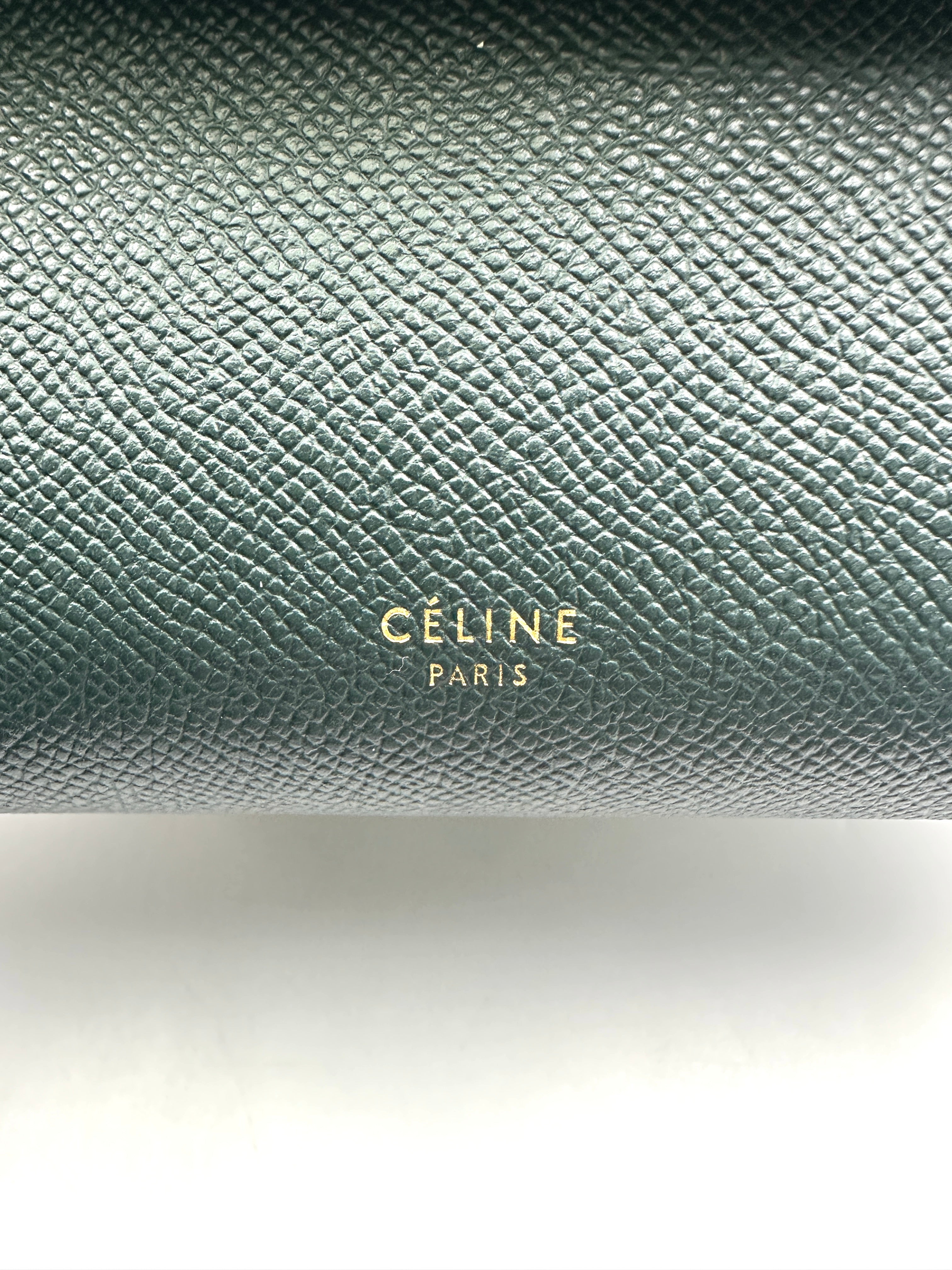 Celine Dark Green Leather Belt Handle Bag CE156