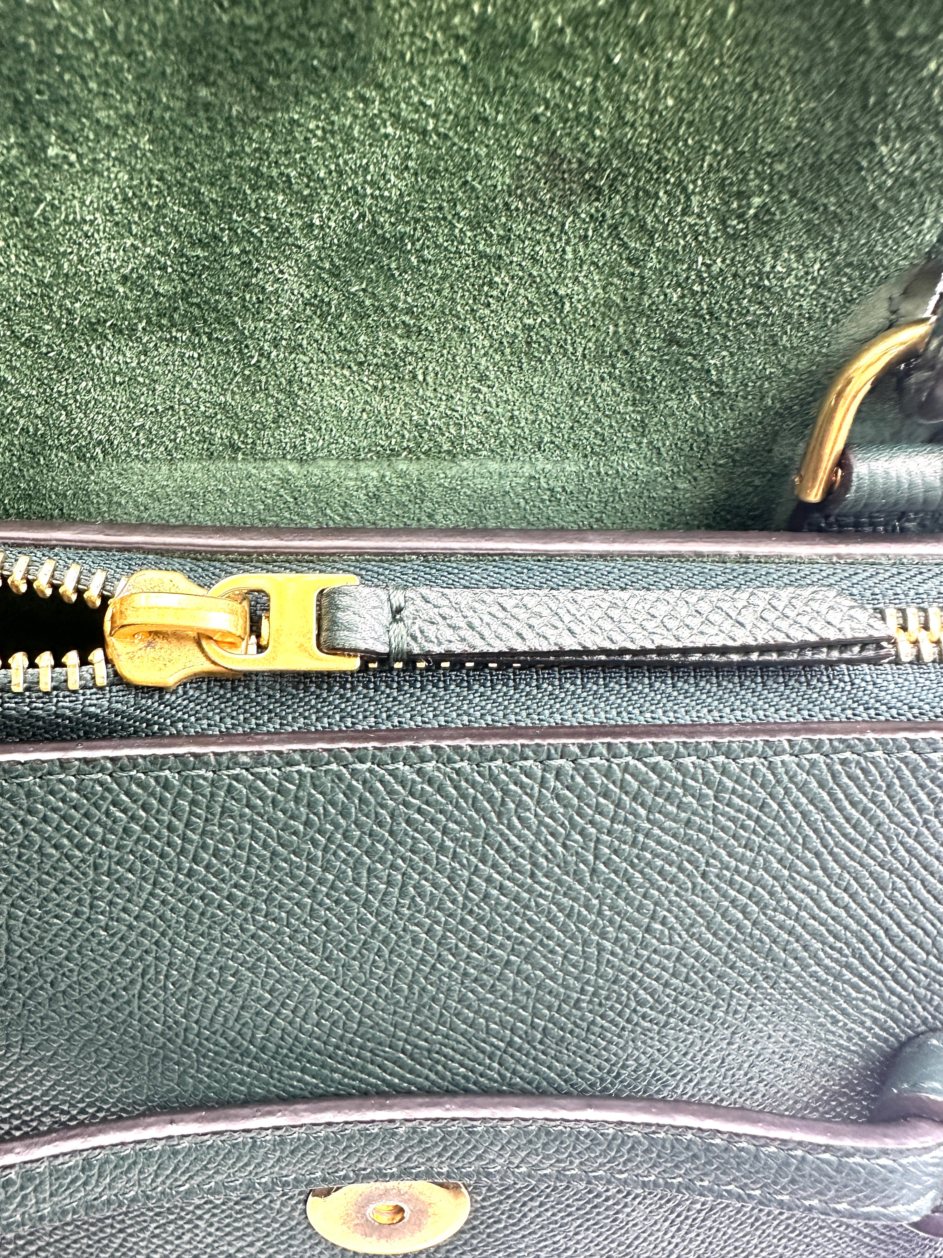 Celine Dark Green Leather Belt Handle Bag CE156